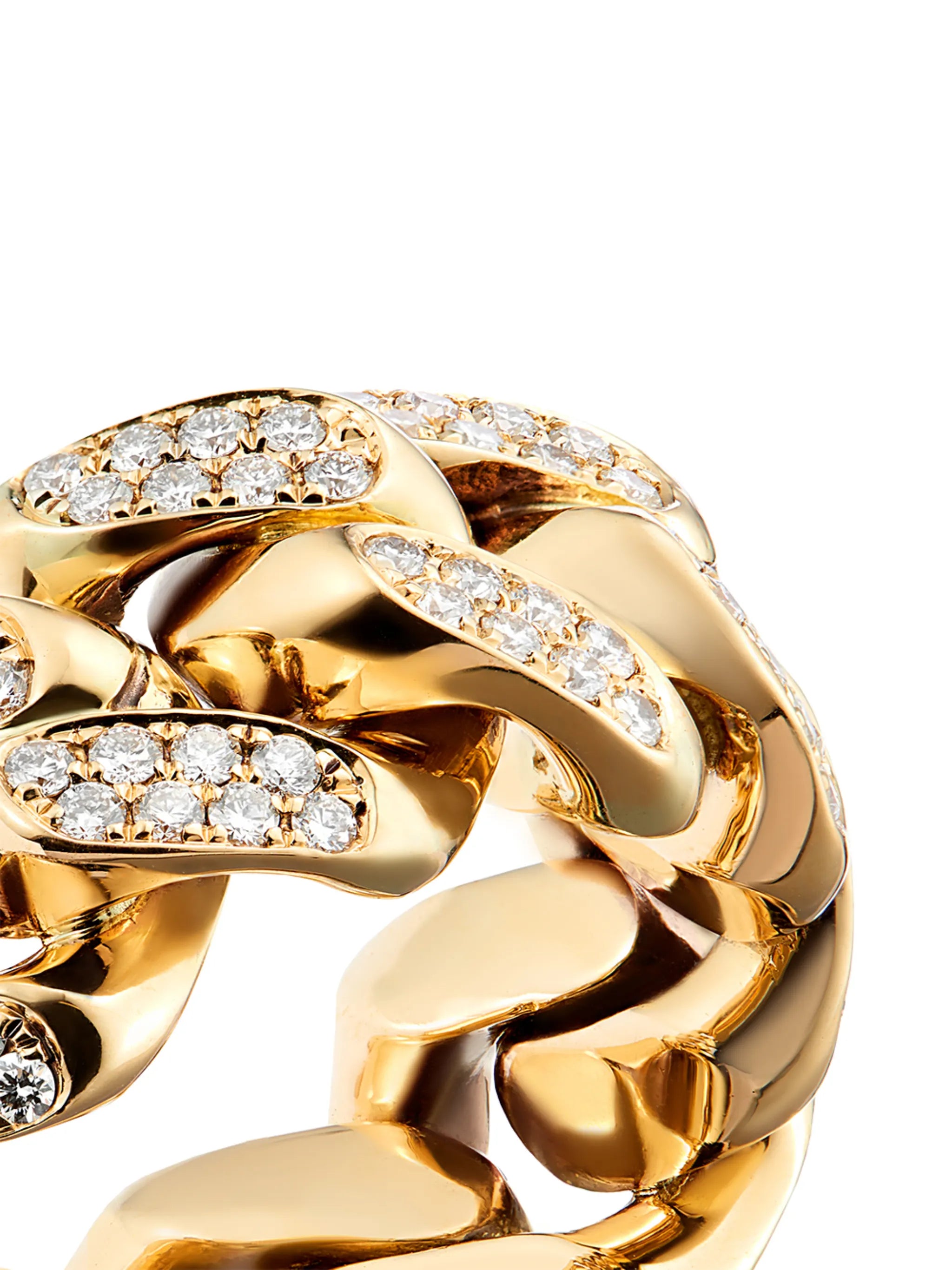 yellow gold diamond Cuban ring