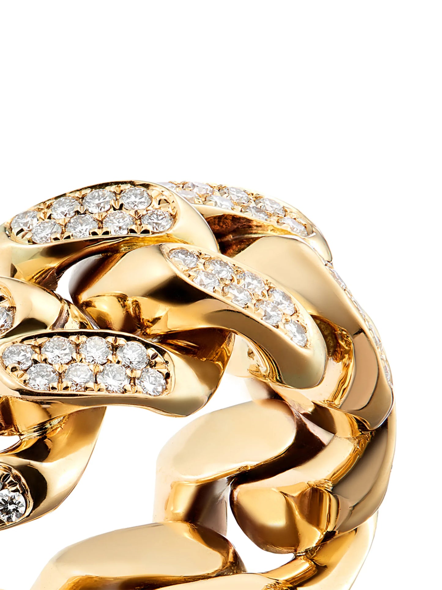 yellow gold diamond Cuban ring
