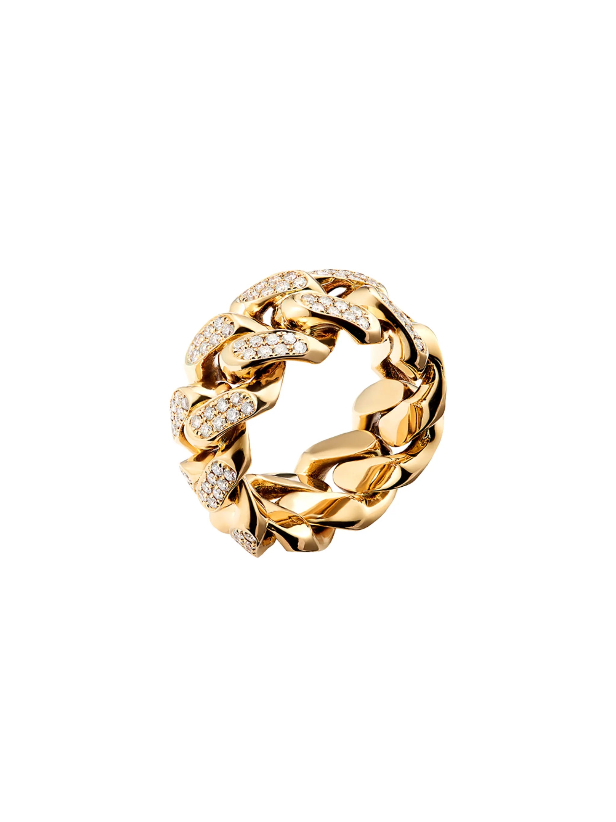 yellow gold diamond Cuban ring
