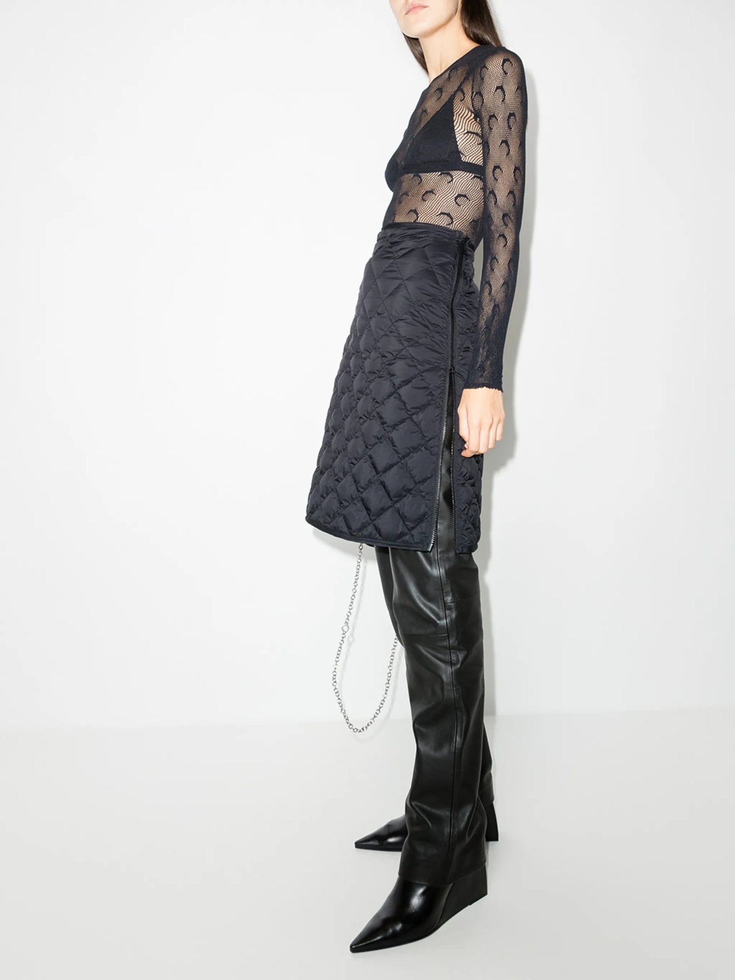 crocheted logo-print top