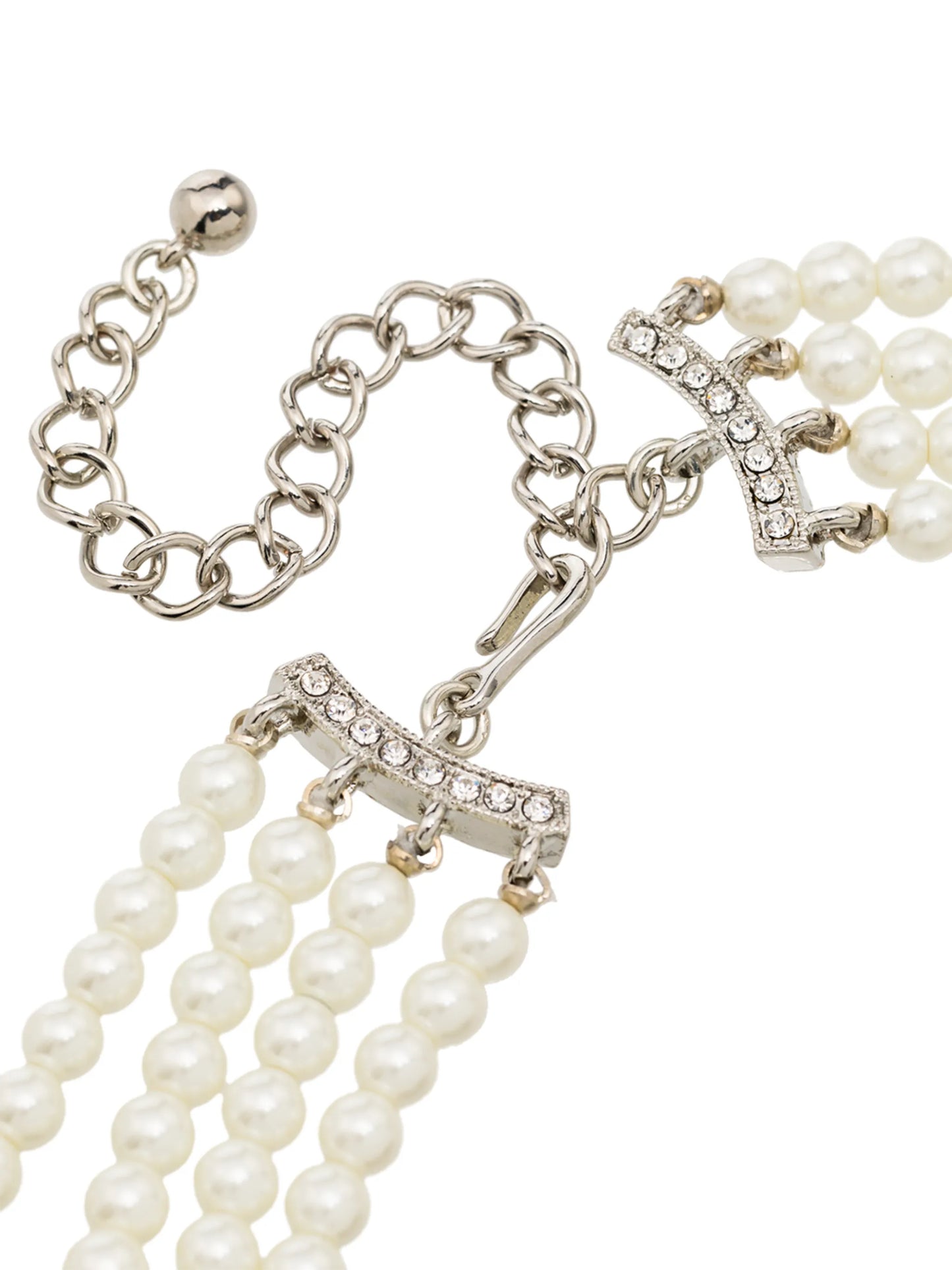gold-tone crystal and pearl-embellished choker necklace