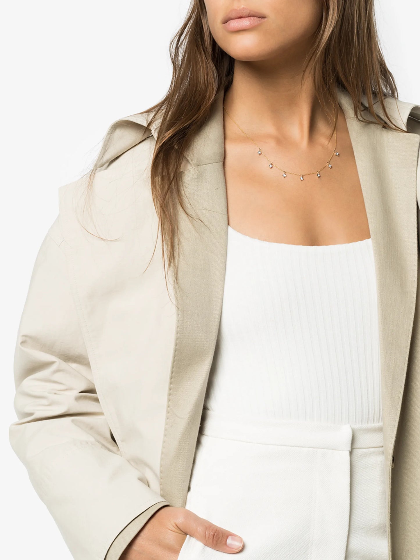 14kt yellow gold diamond charm necklace