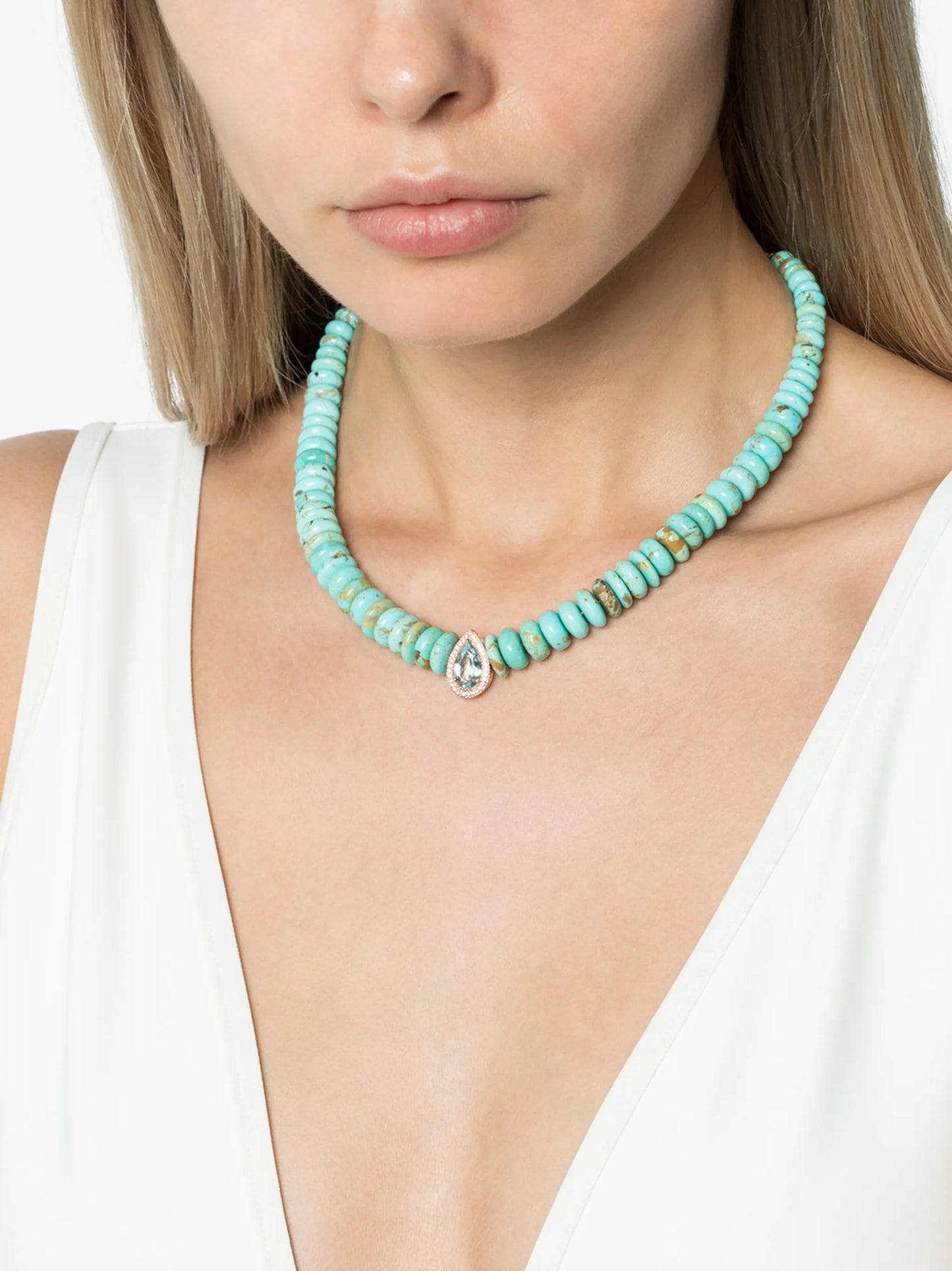 14kt rose gold multi-stone necklace