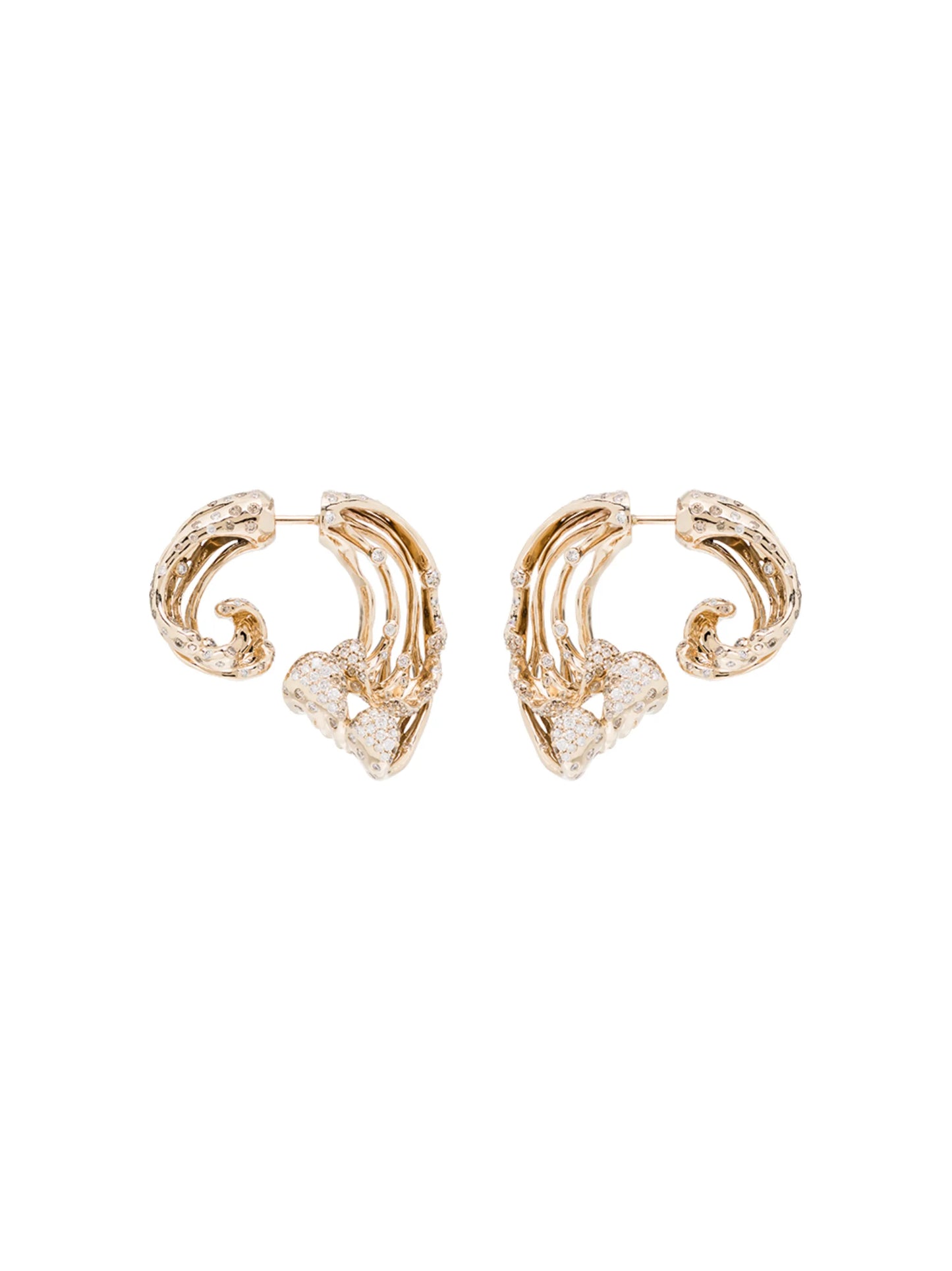 18kt yellow gold wave diamond earrings