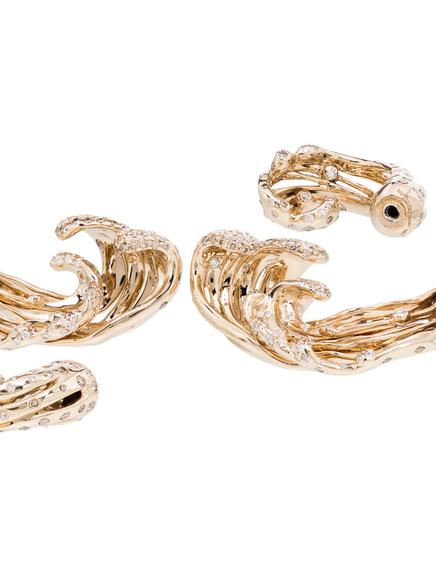 18kt yellow gold wave diamond earrings
