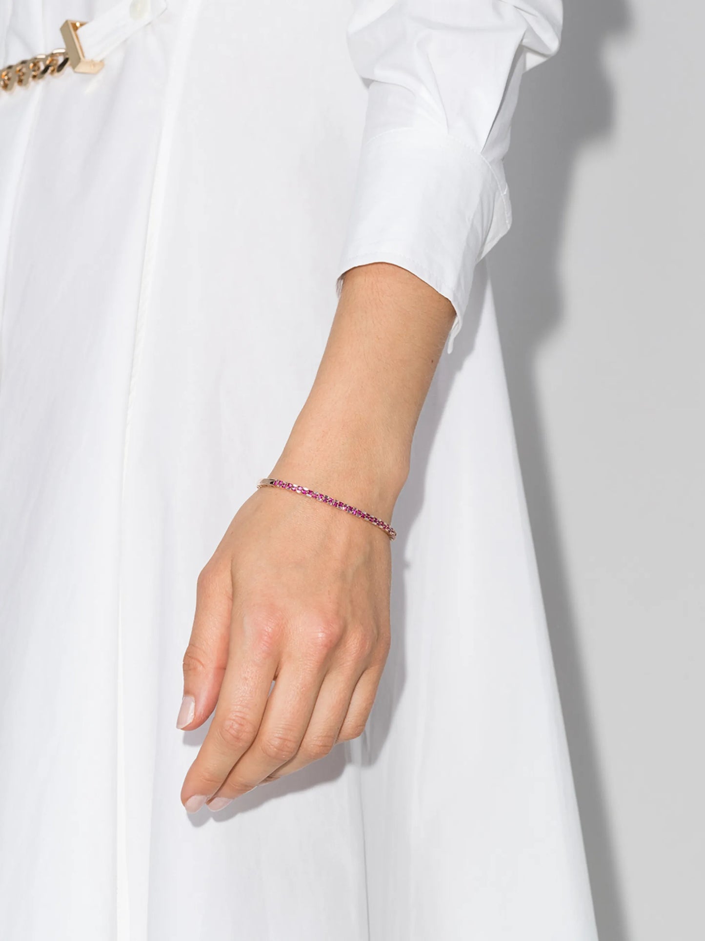 18kt rose gold baguette ruby and diamond bracelet