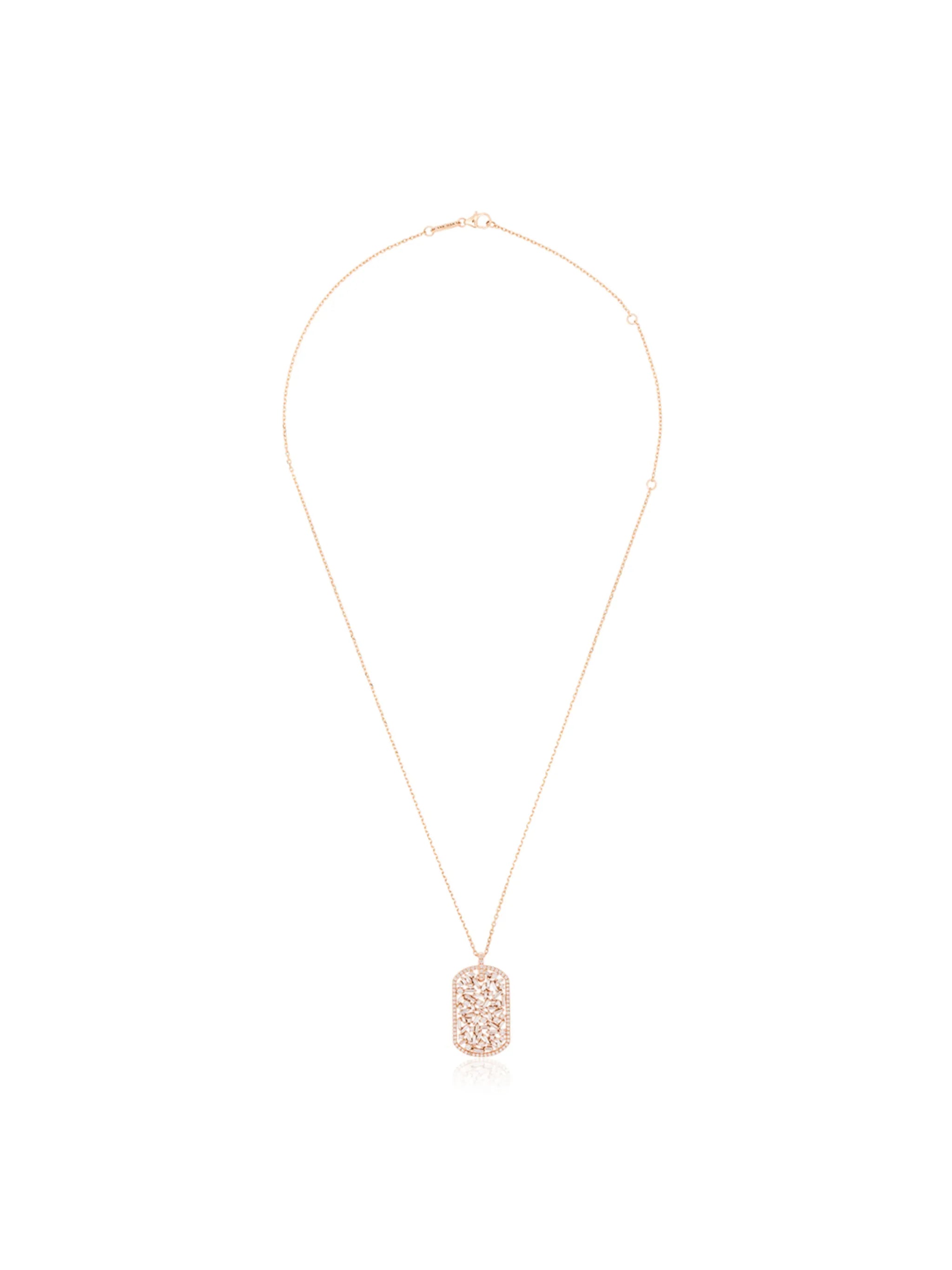 18kt rose gold diamond tag necklace
