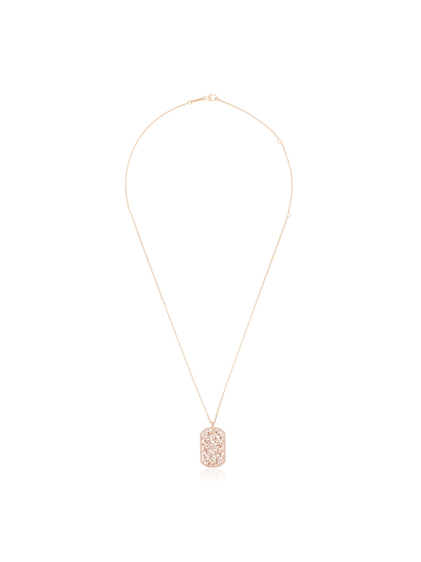18kt rose gold diamond tag necklace