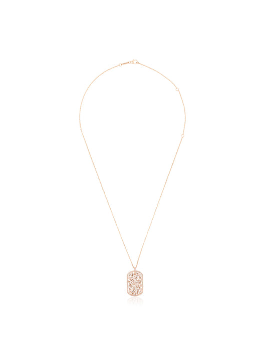 18kt rose gold diamond tag necklace