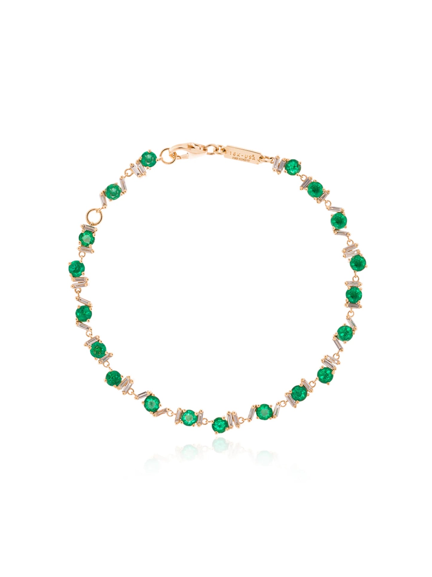 18kt yellow gold, emerald and diamond tennis bracelet