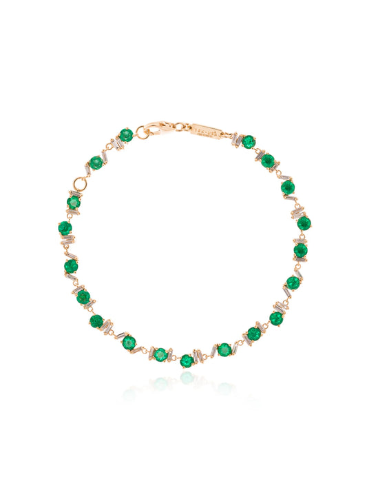 18kt yellow gold, emerald and diamond tennis bracelet
