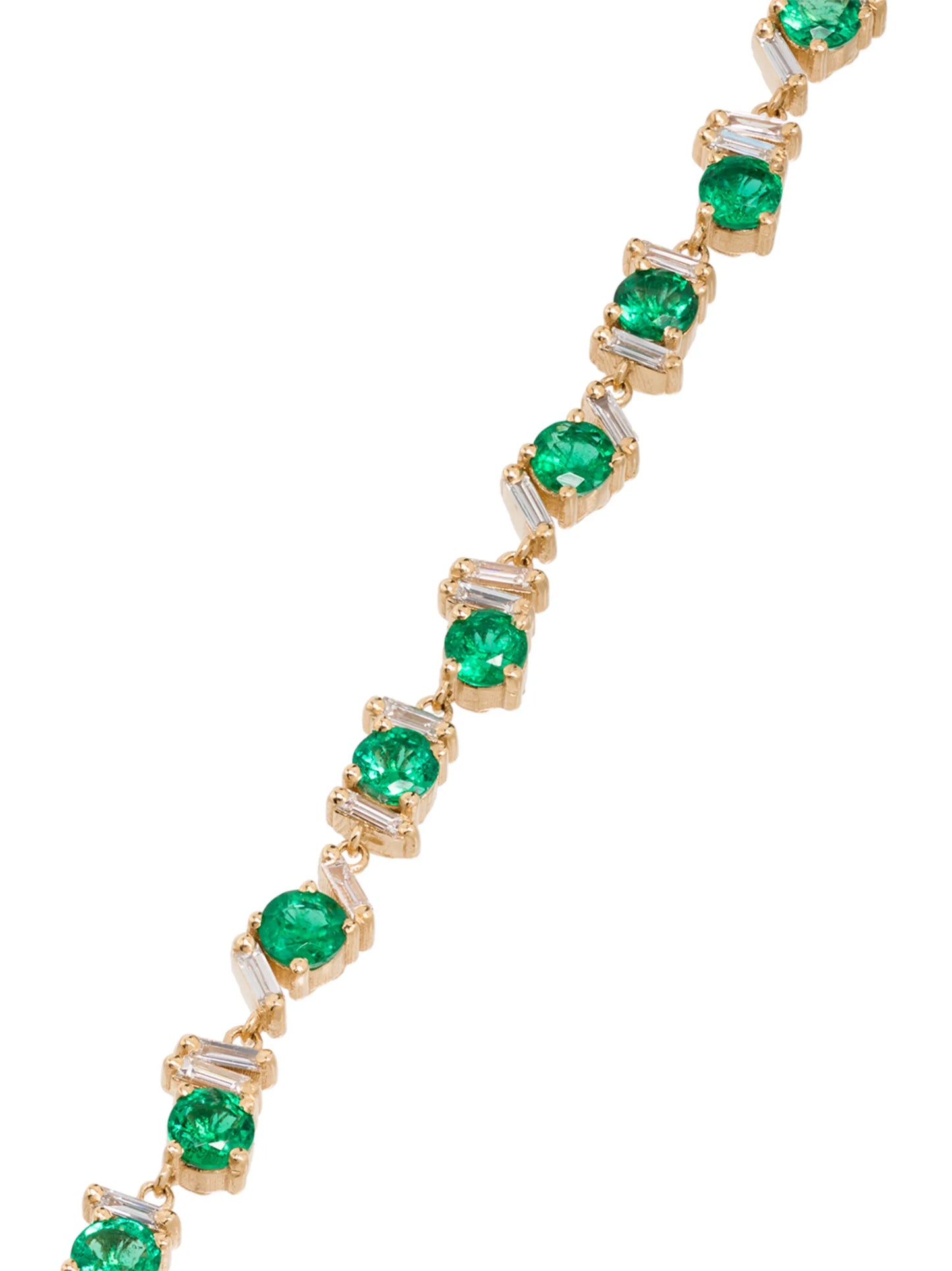 18kt yellow gold, emerald and diamond tennis bracelet