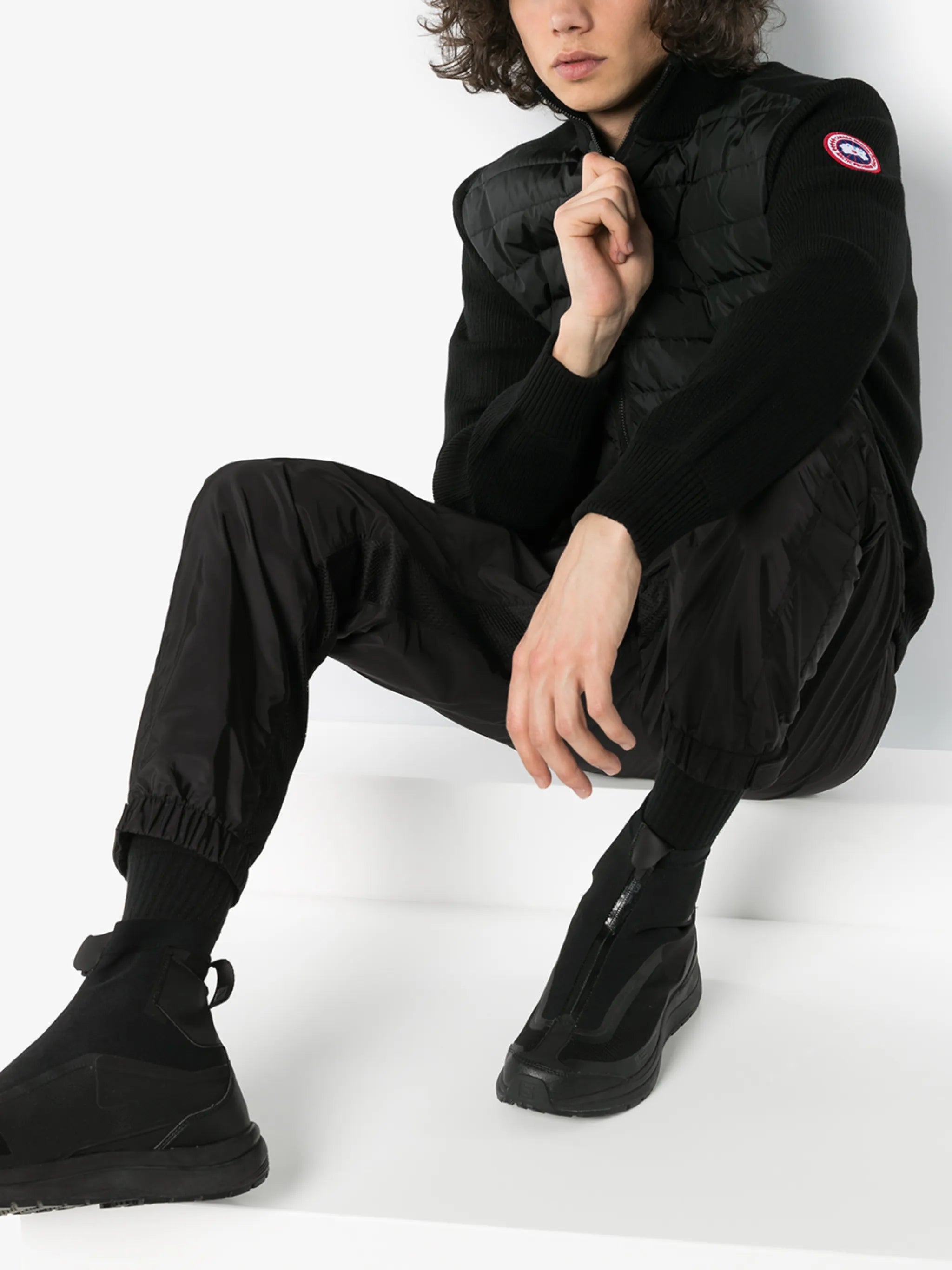 Hybridge wool-panelled padded jacket