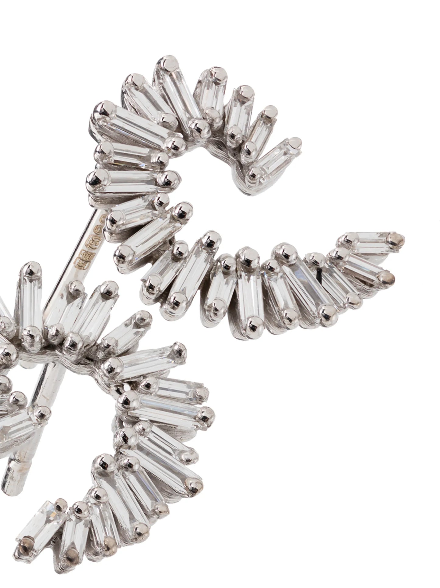 18kt white gold diamond baguette spiral earrings