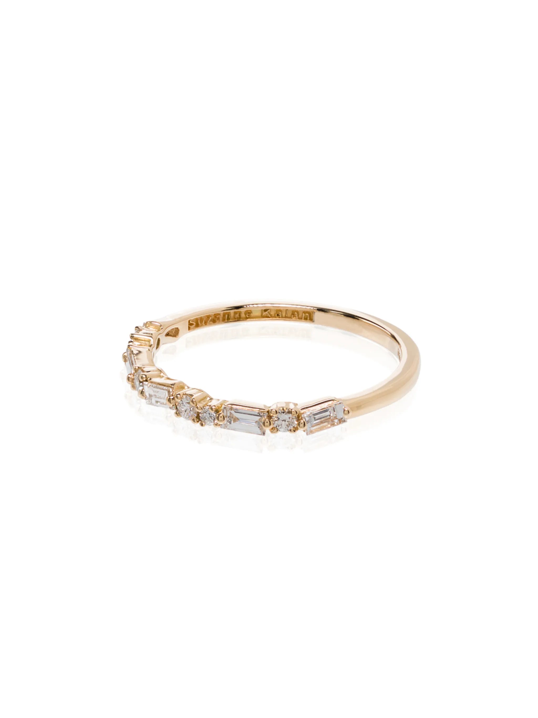 18kt yellow gold Thin Mix diamond half band ring
