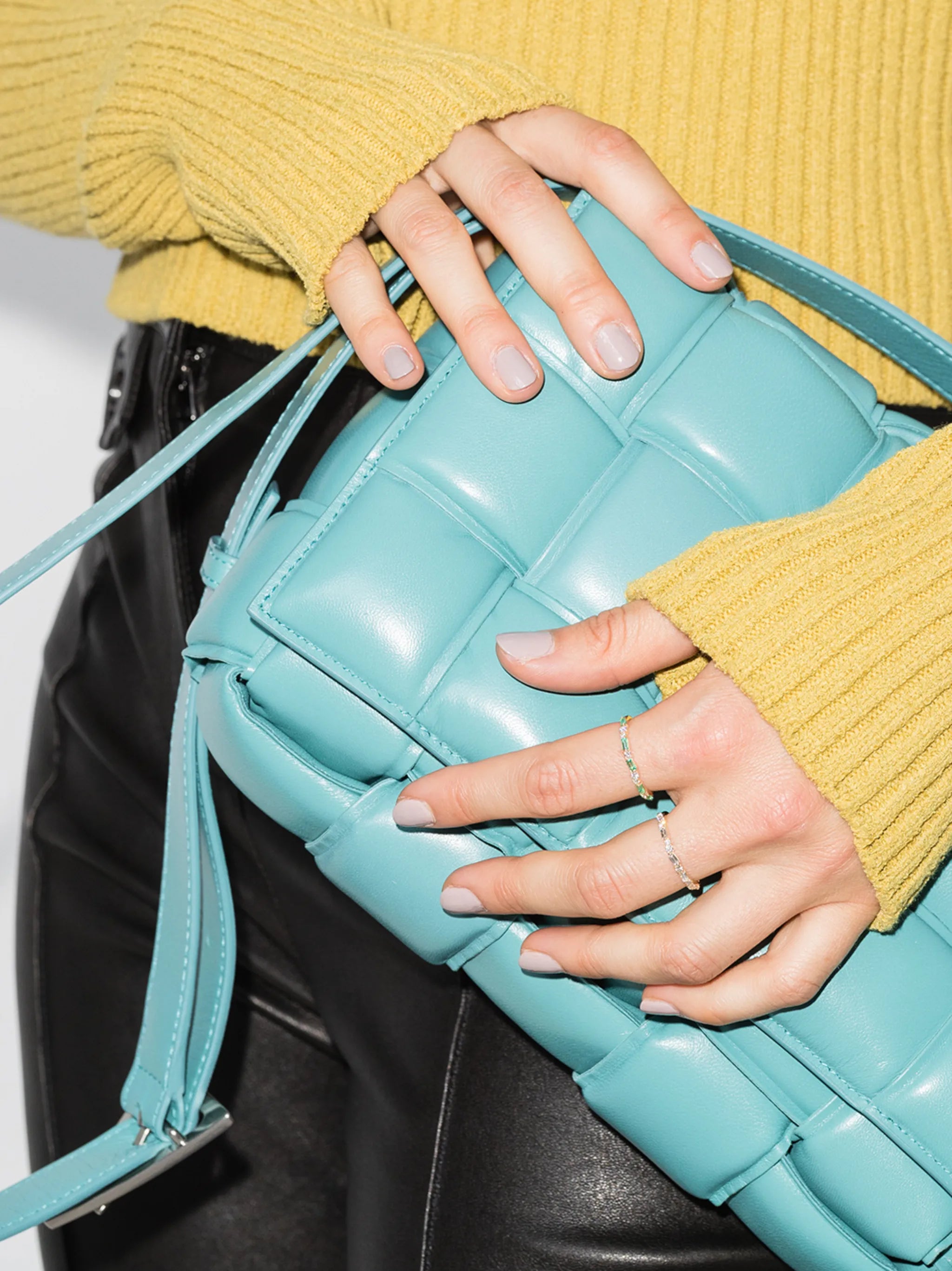 18kt yellow gold Thin Mix diamond half band ring