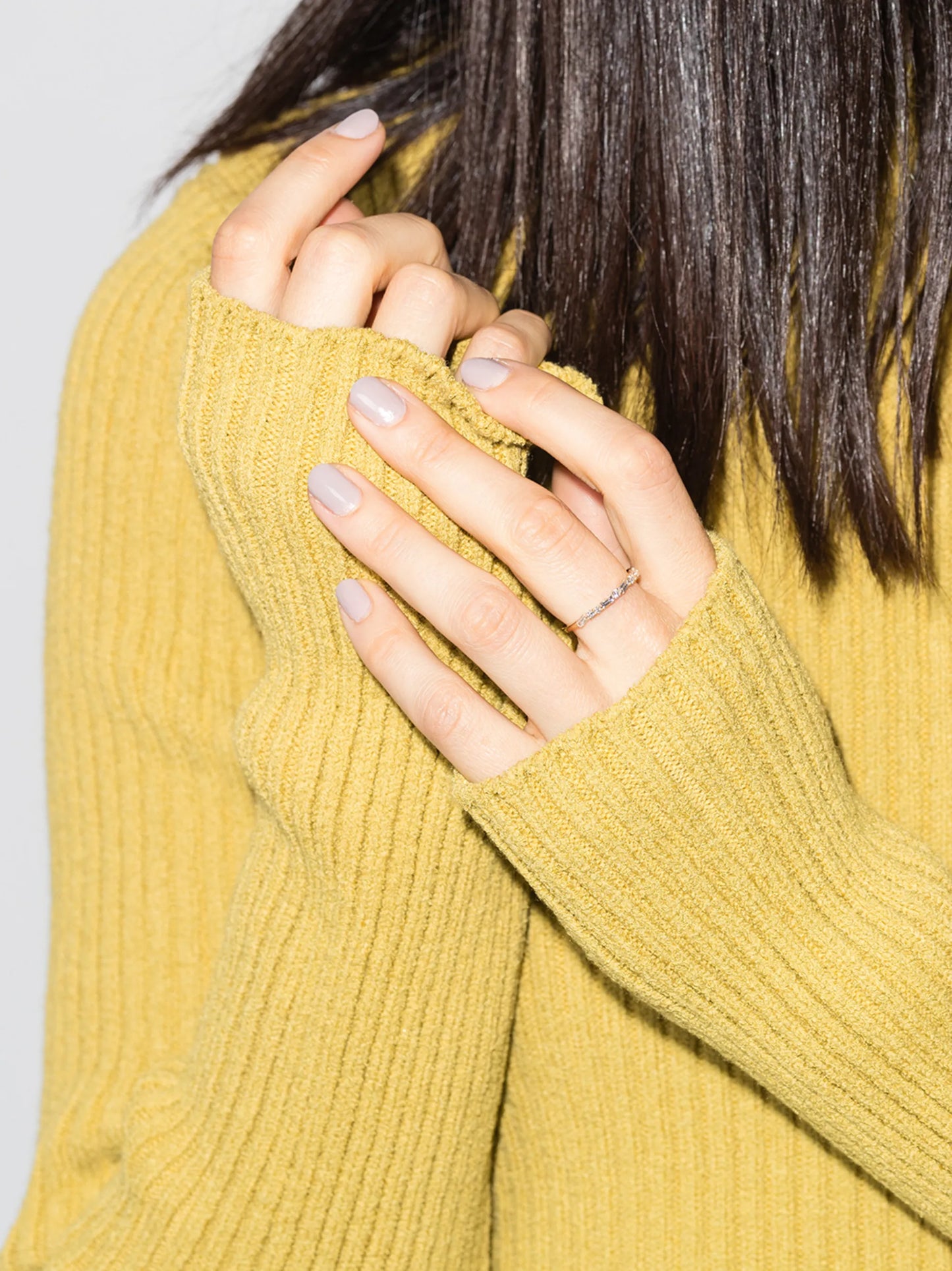 18kt yellow gold Thin Mix diamond half band ring