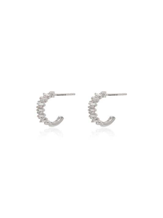 18kt white gold Classic Zigzag mini diamond hoop earrings
