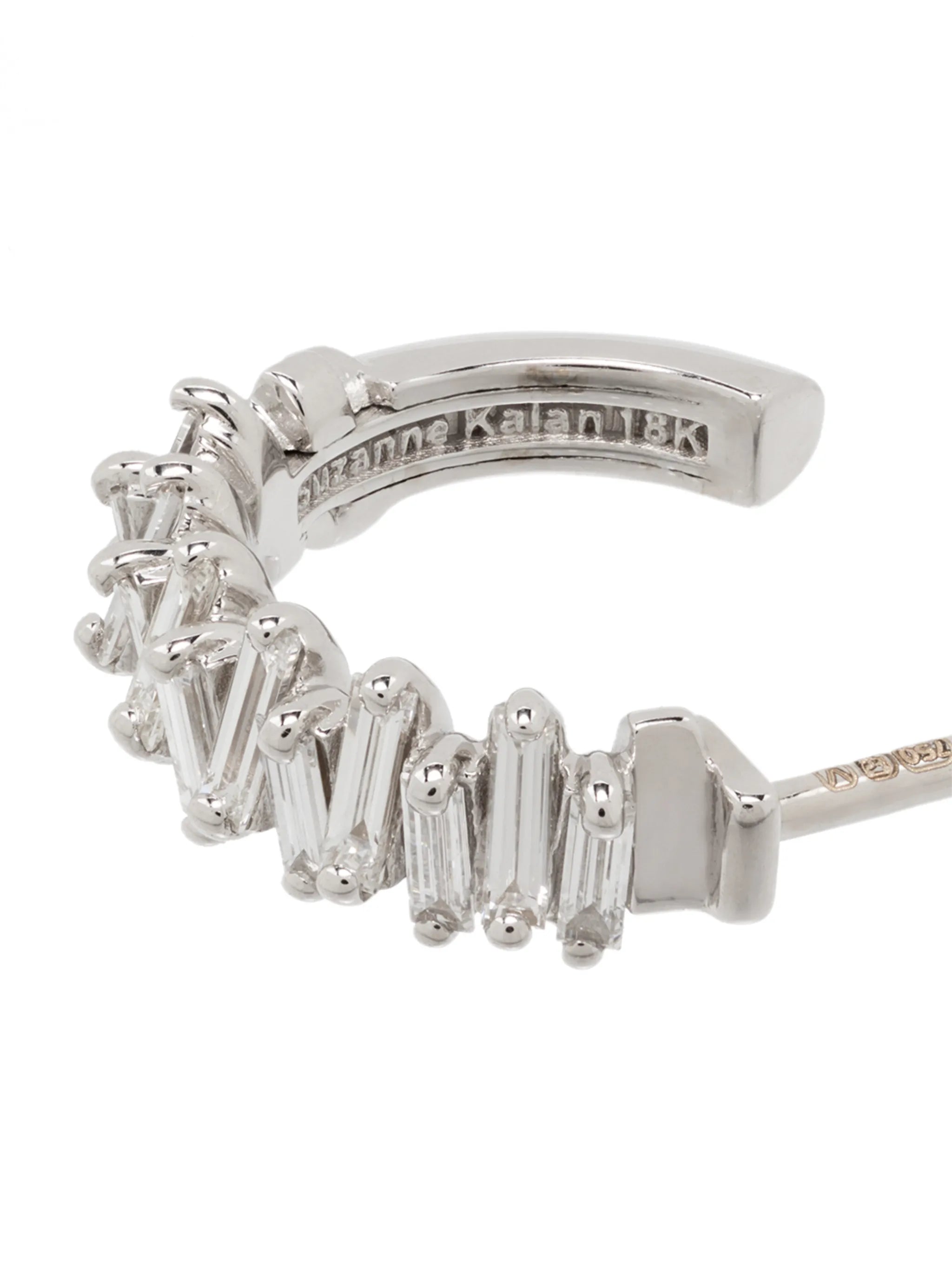 18kt white gold Classic Zigzag mini diamond hoop earrings