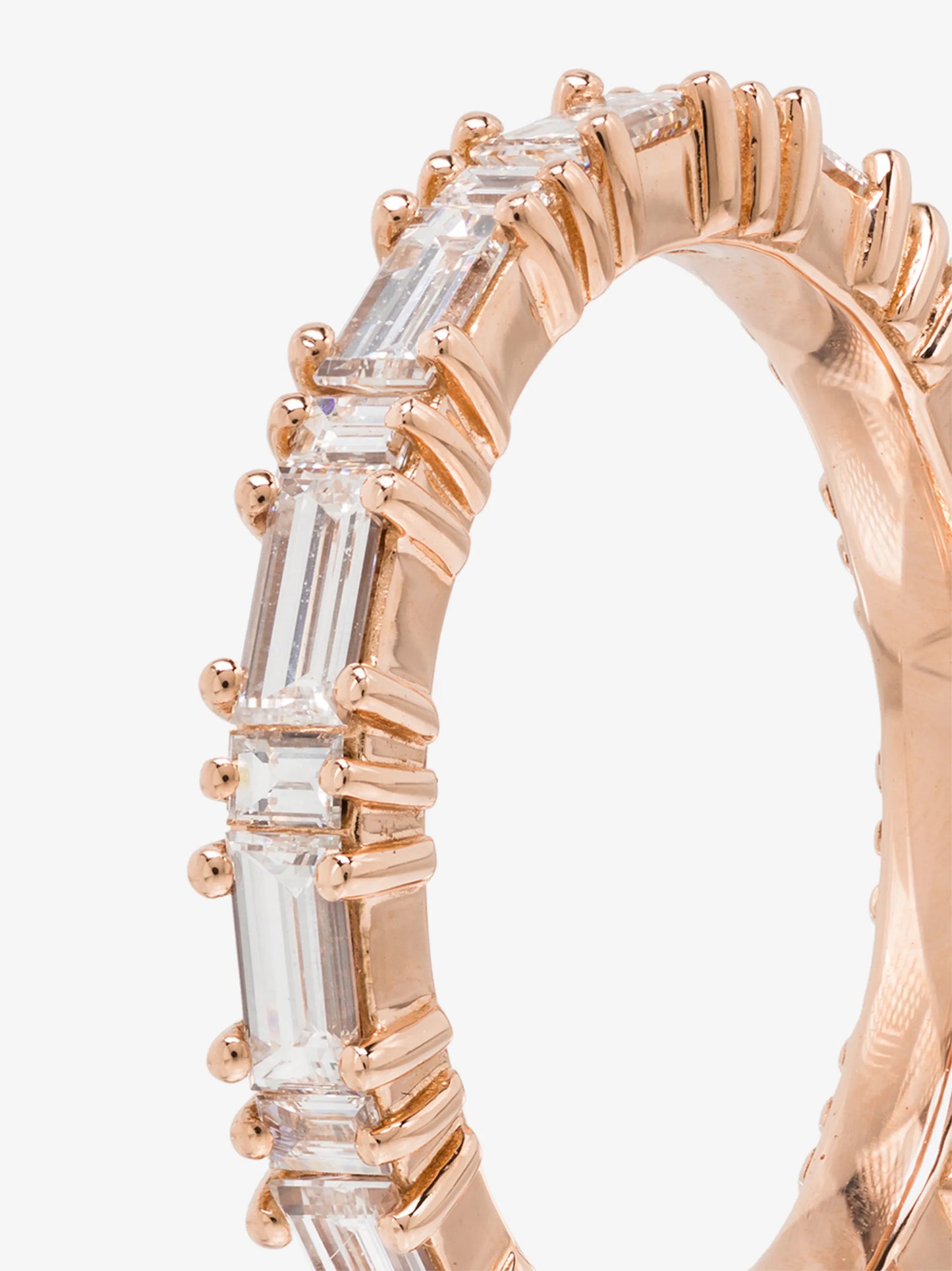 18kt rose gold horizontal baguette diamond ring