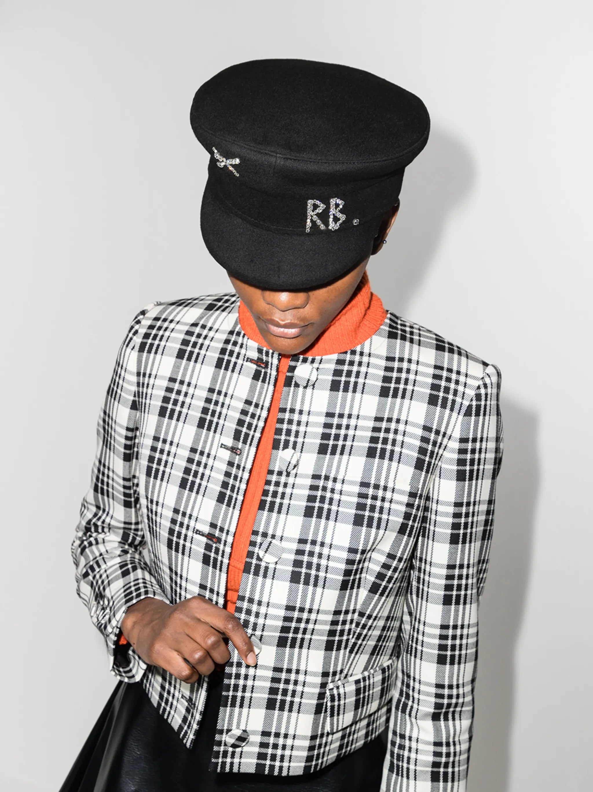crystal-embellished baker boy hat
