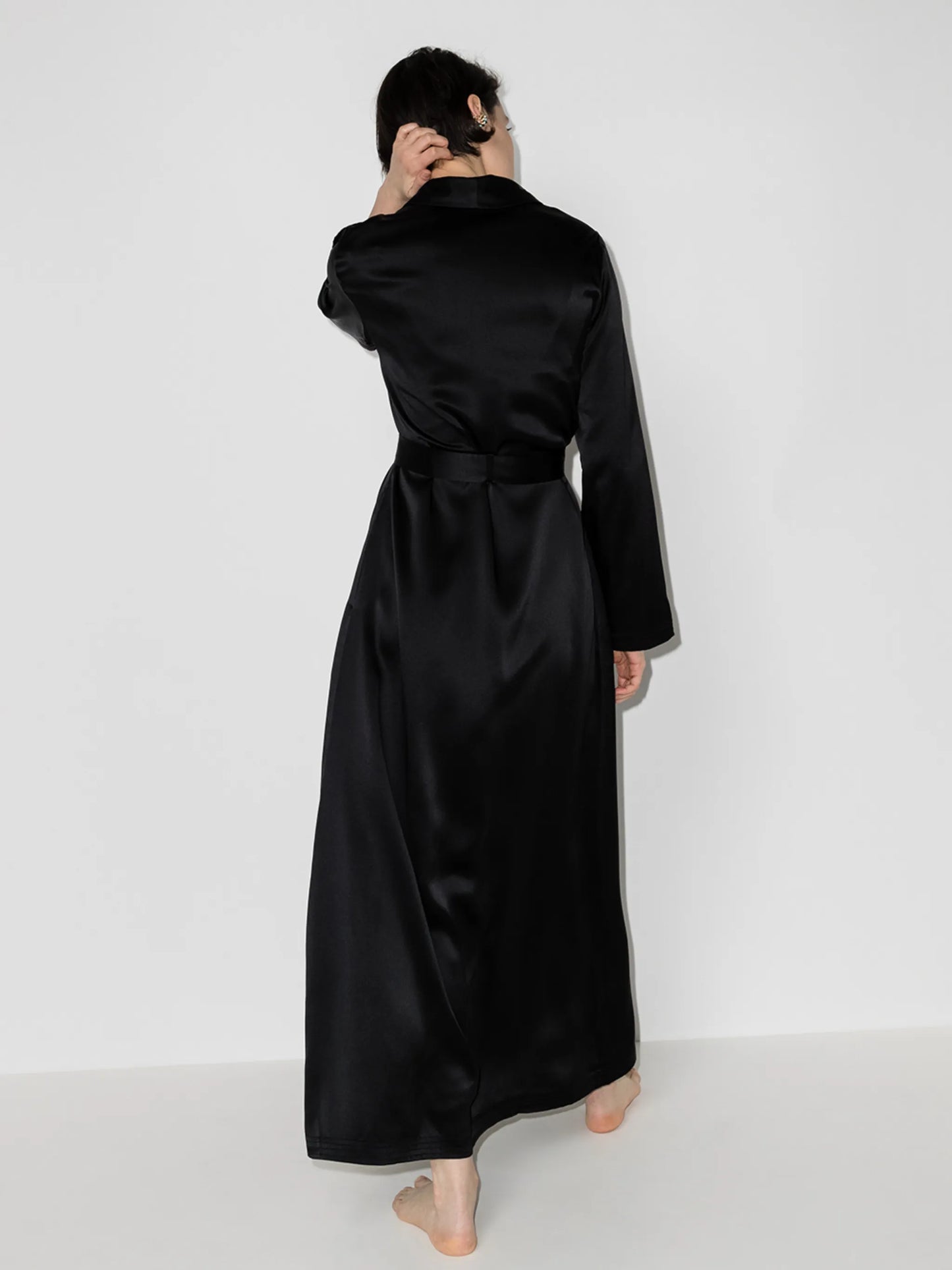 belted silk-satin robe