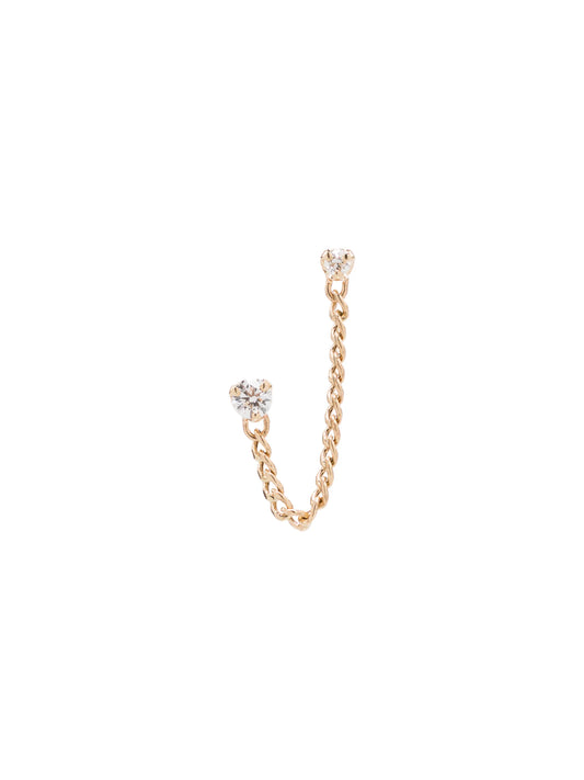 14kt gold diamond stud chain earring