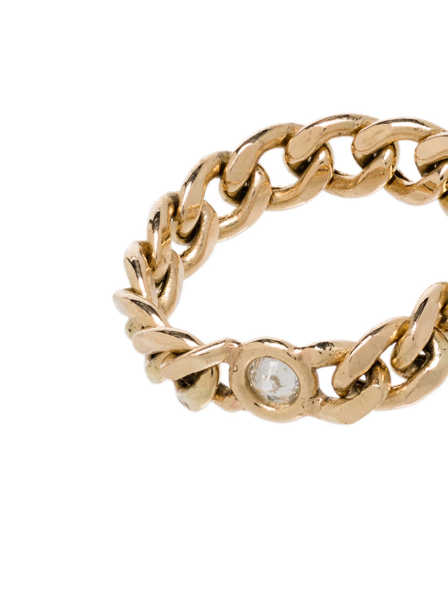 14kt yellow gold curb chain diamond ring