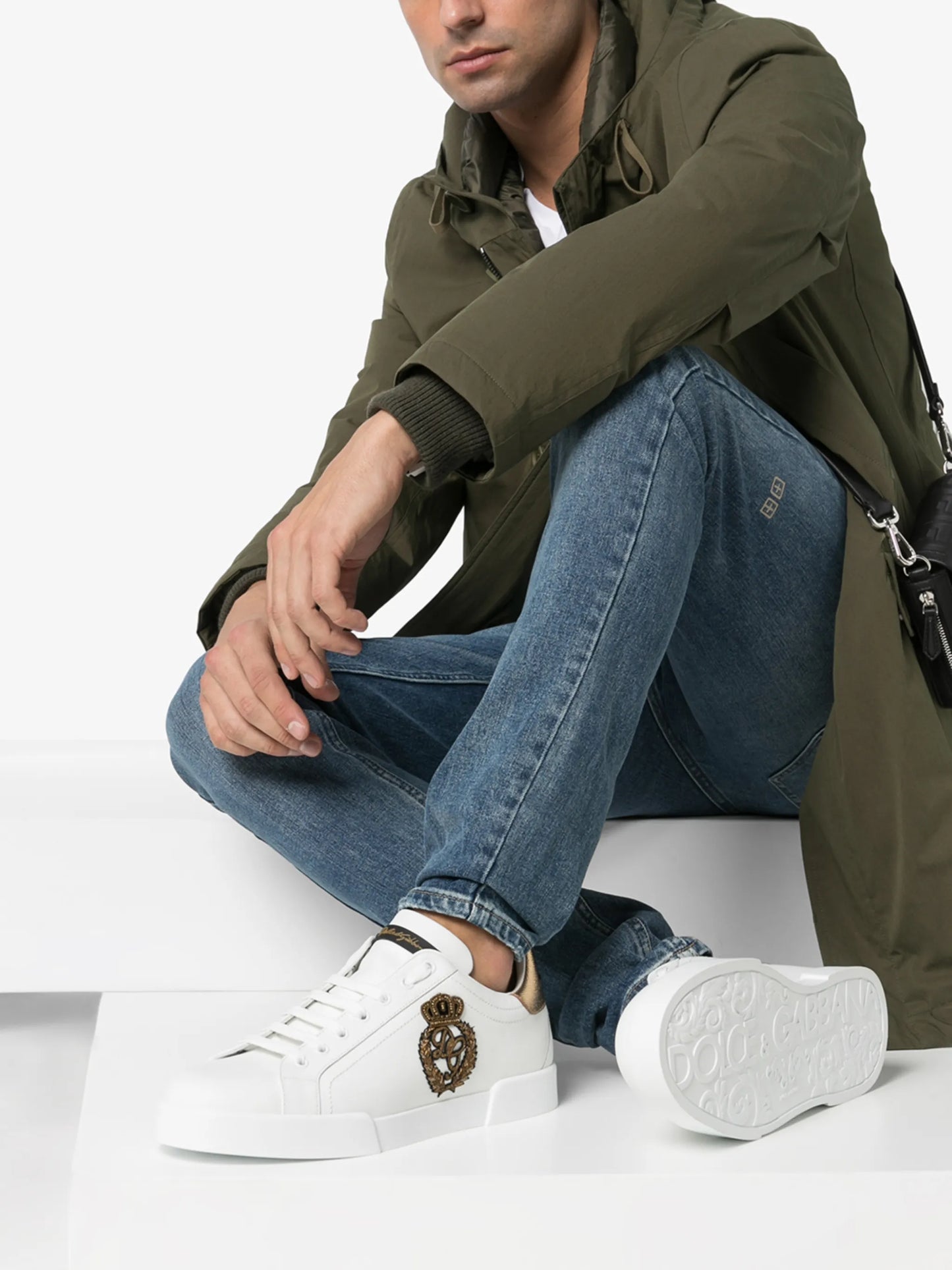 Portofino crown-patch leather sneakers