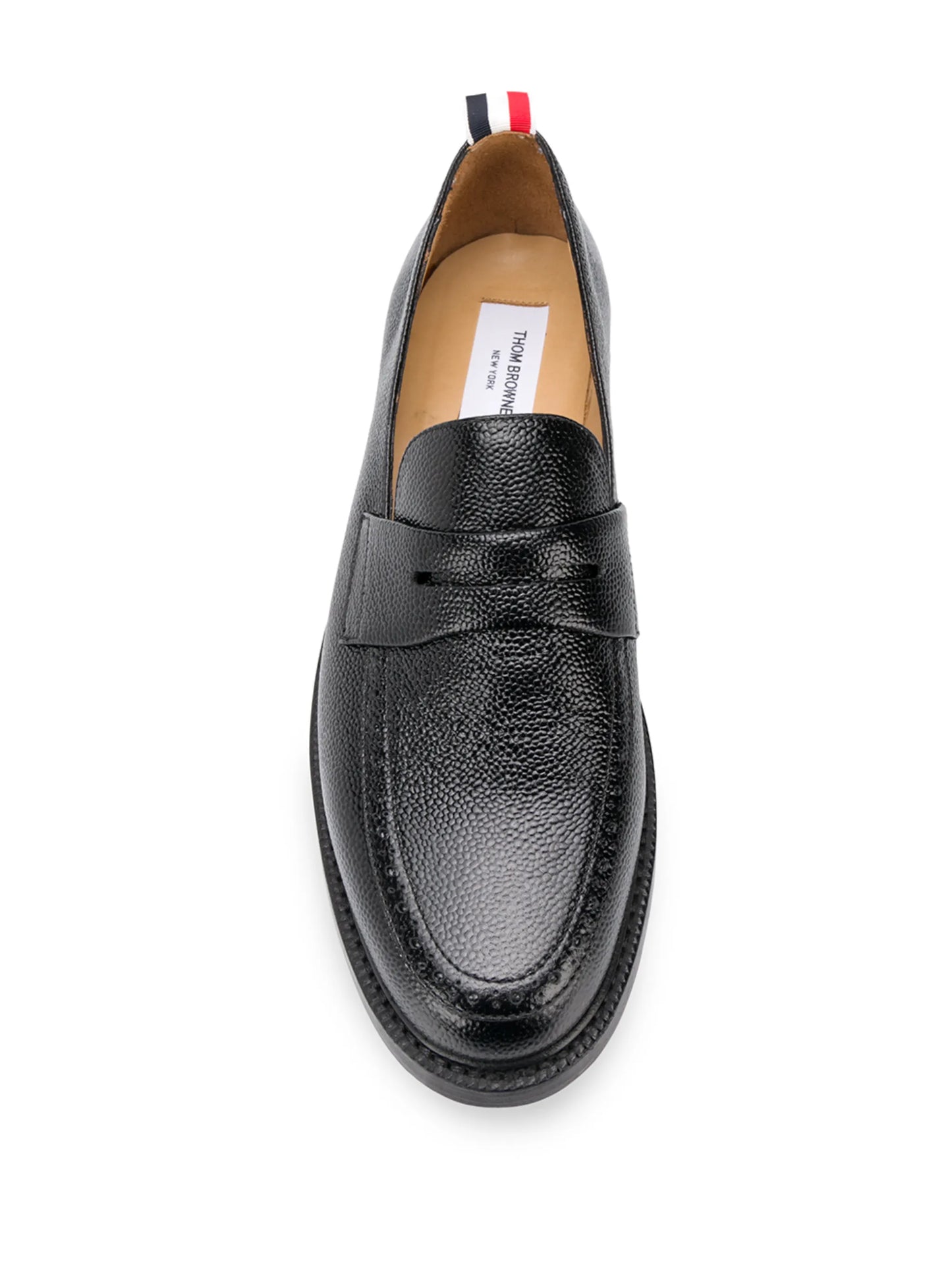 pebble grain leather penny loafers with rubber soles