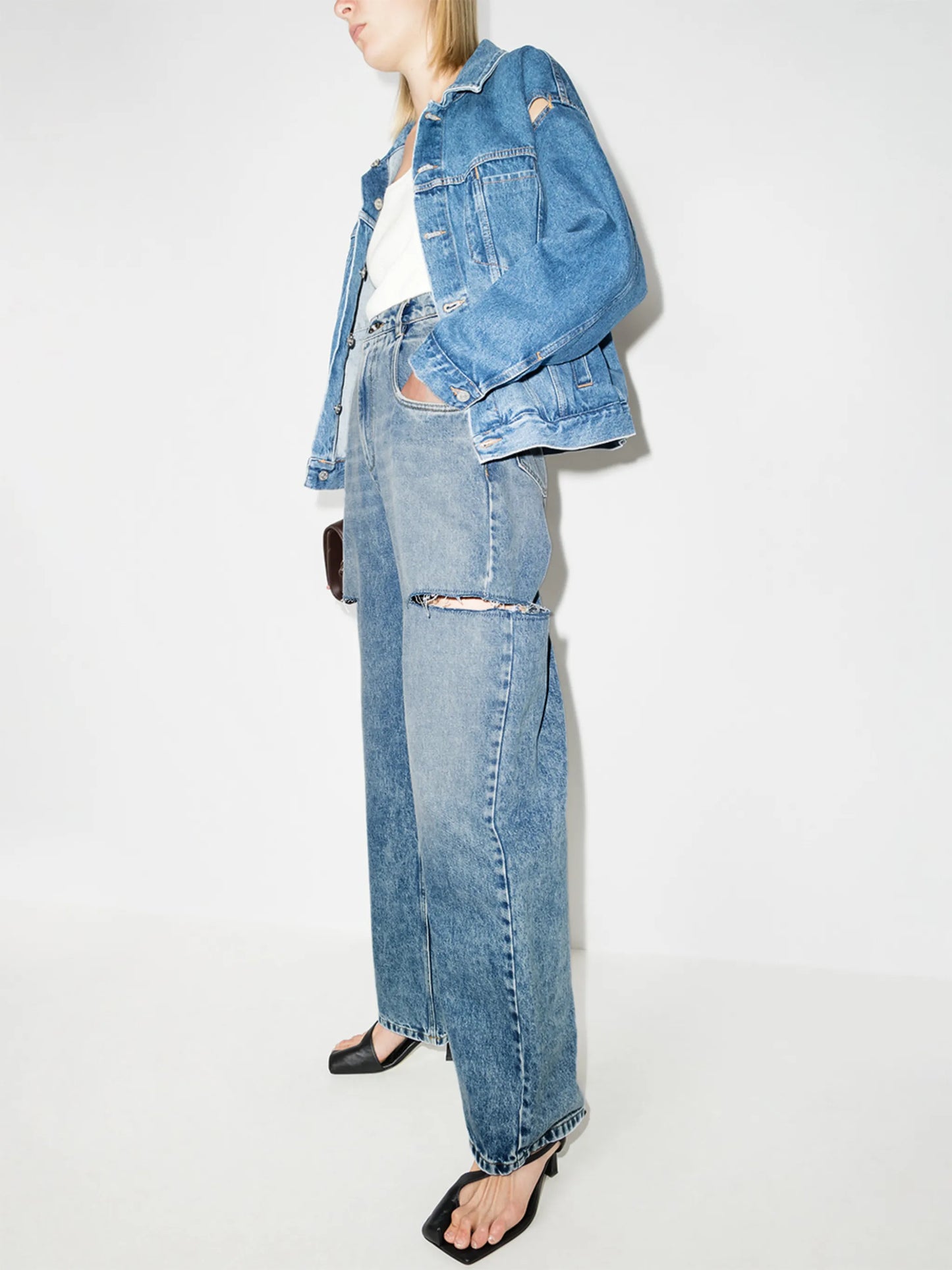 distressed straight-leg jeans