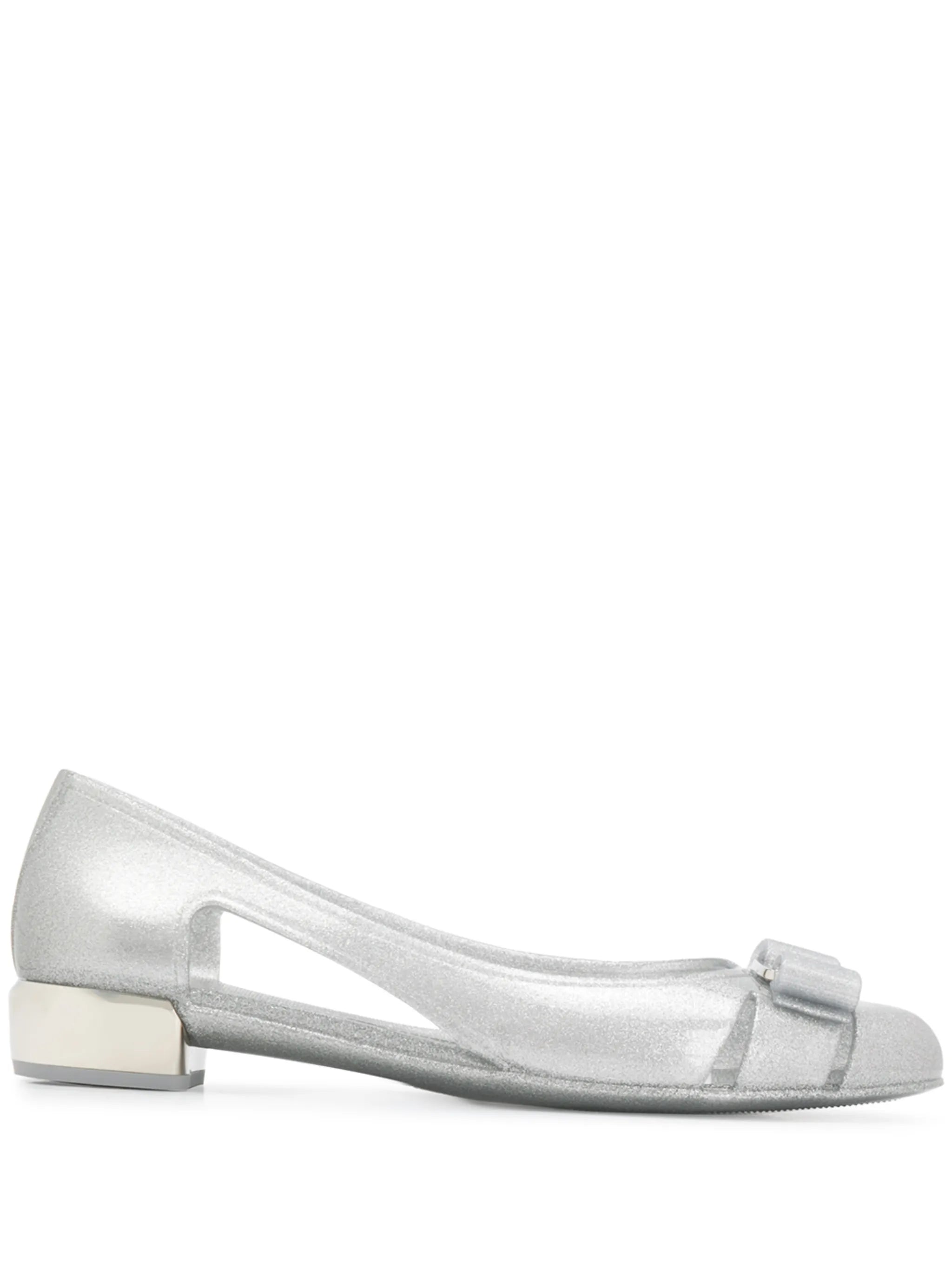bow-detail glitter flat pumps