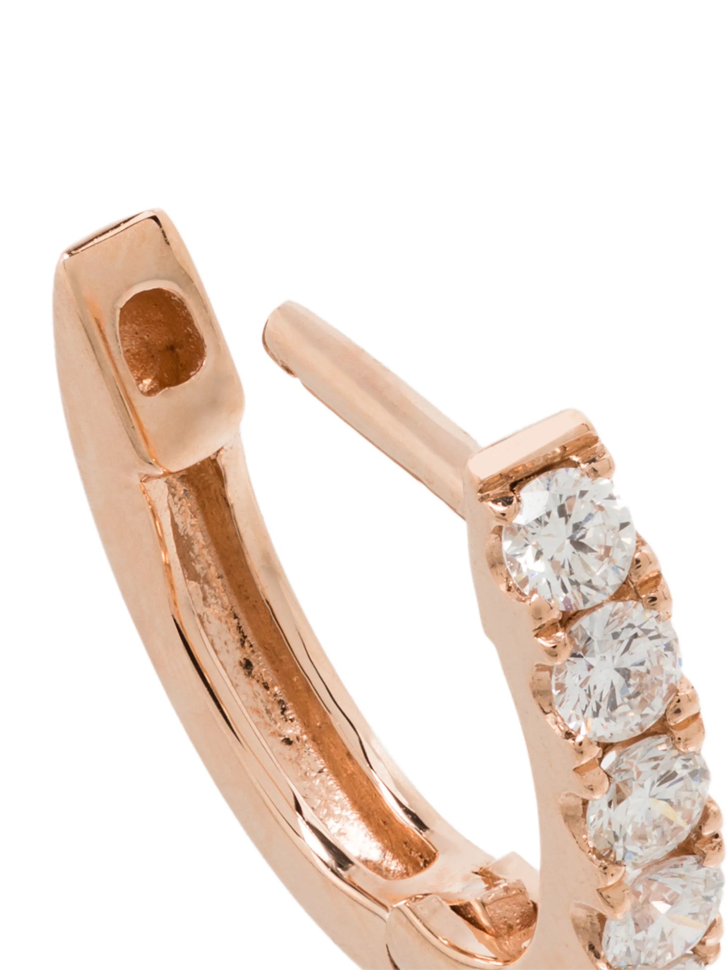 14kt rose gold huggie hoop earring
