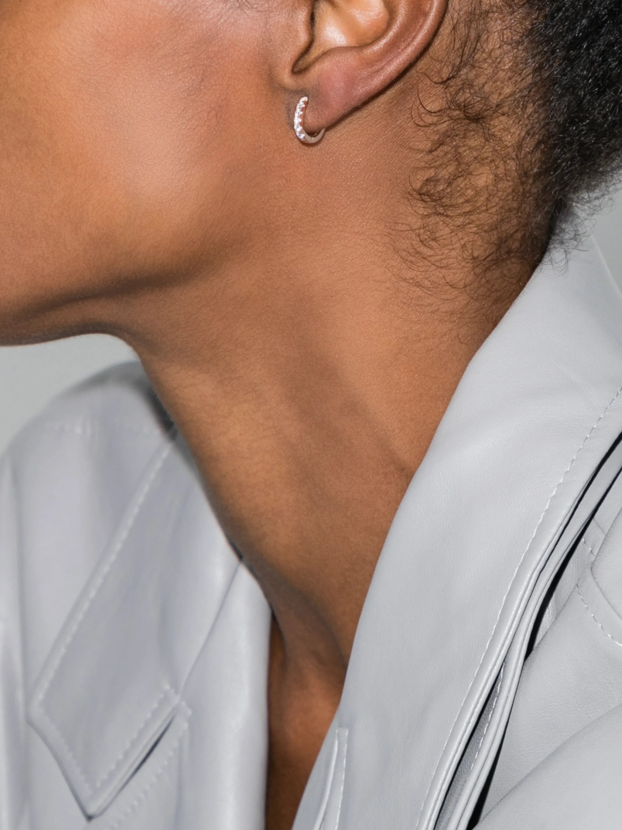 14kt rose gold huggie hoop earring