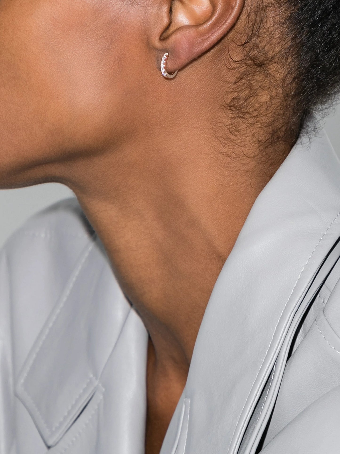 14kt rose gold huggie hoop earring