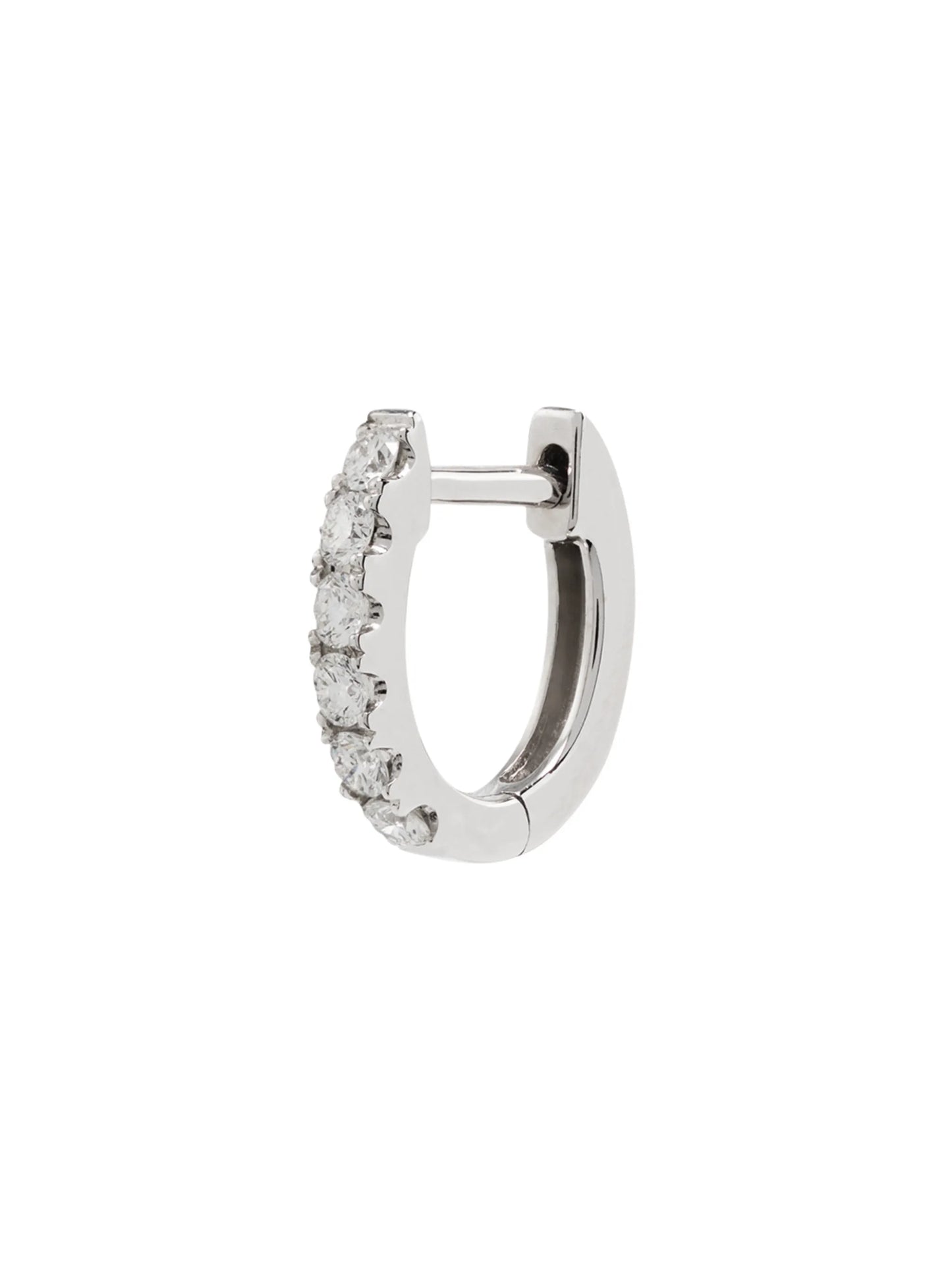 14kt white gold and diamond hoop earring