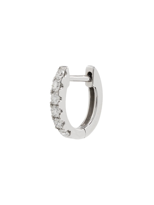 14kt white gold and diamond hoop earring