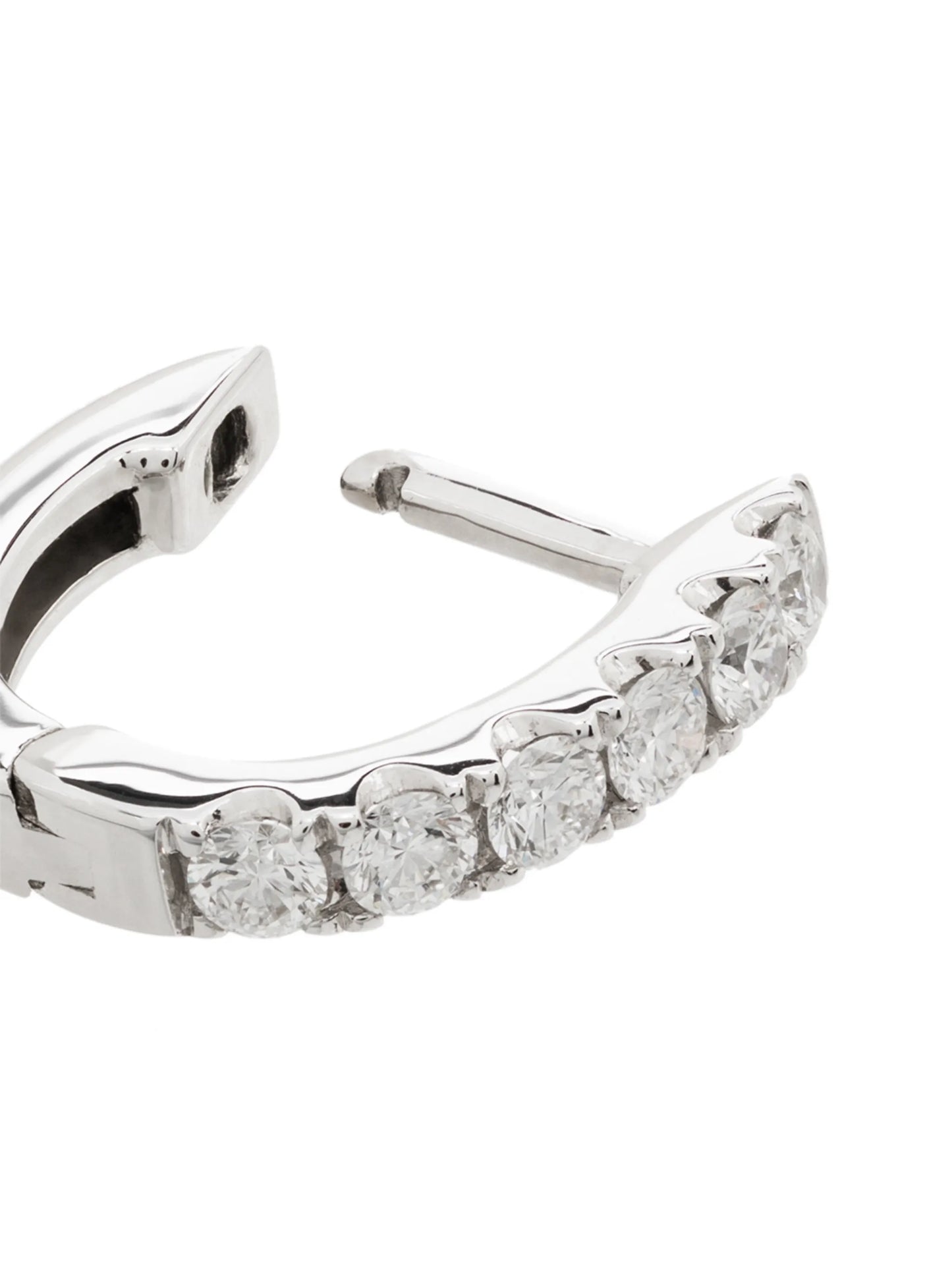 14kt white gold and diamond hoop earring