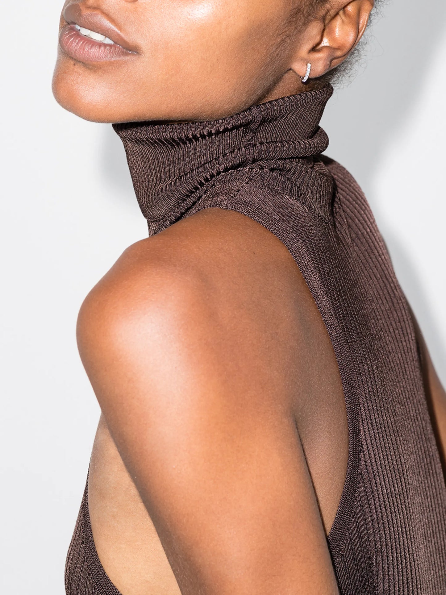 14kt white gold and diamond hoop earring