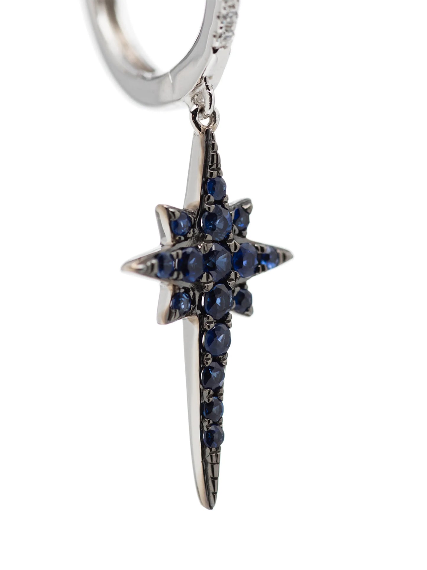 14kt white gold sapphire star drop diamond hoop
