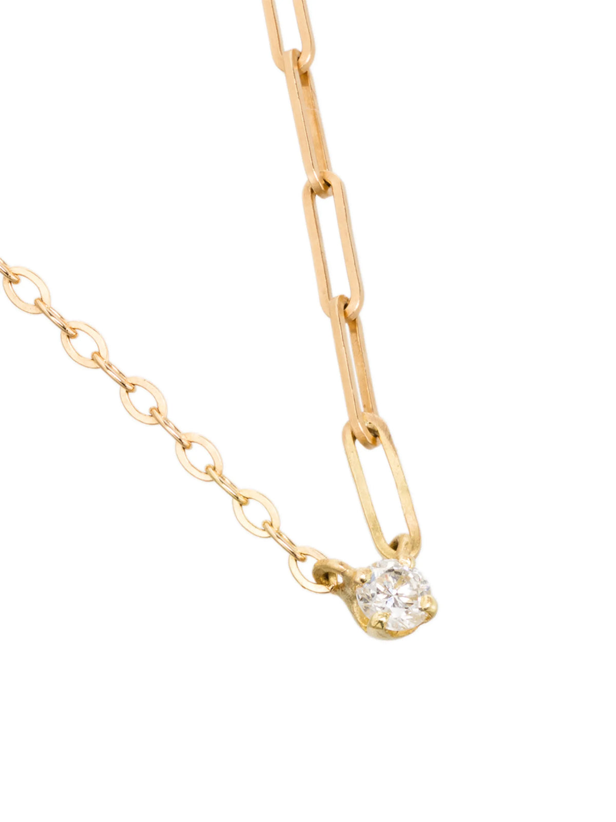 small round diamond solitaire necklace in yellow gold
