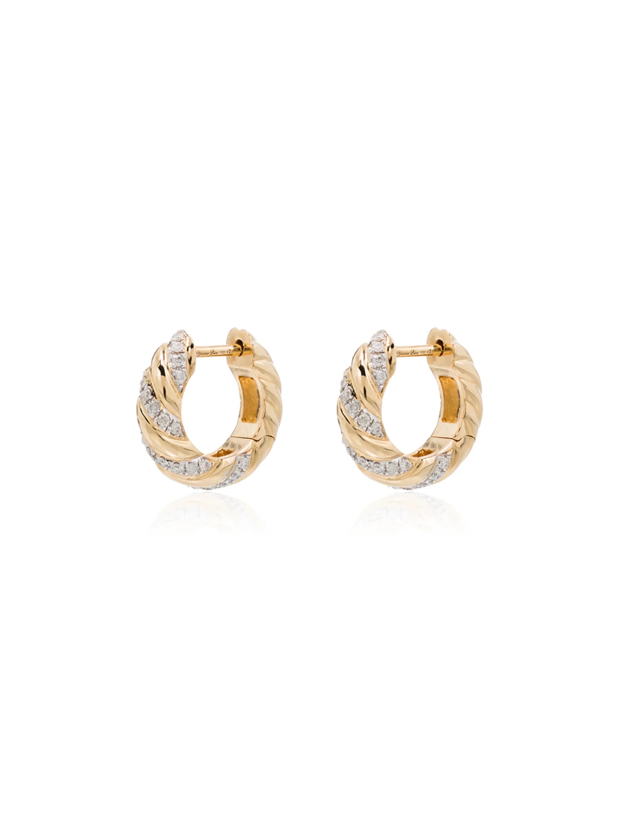 18kt yellow gold diamond huggie hoop earrings