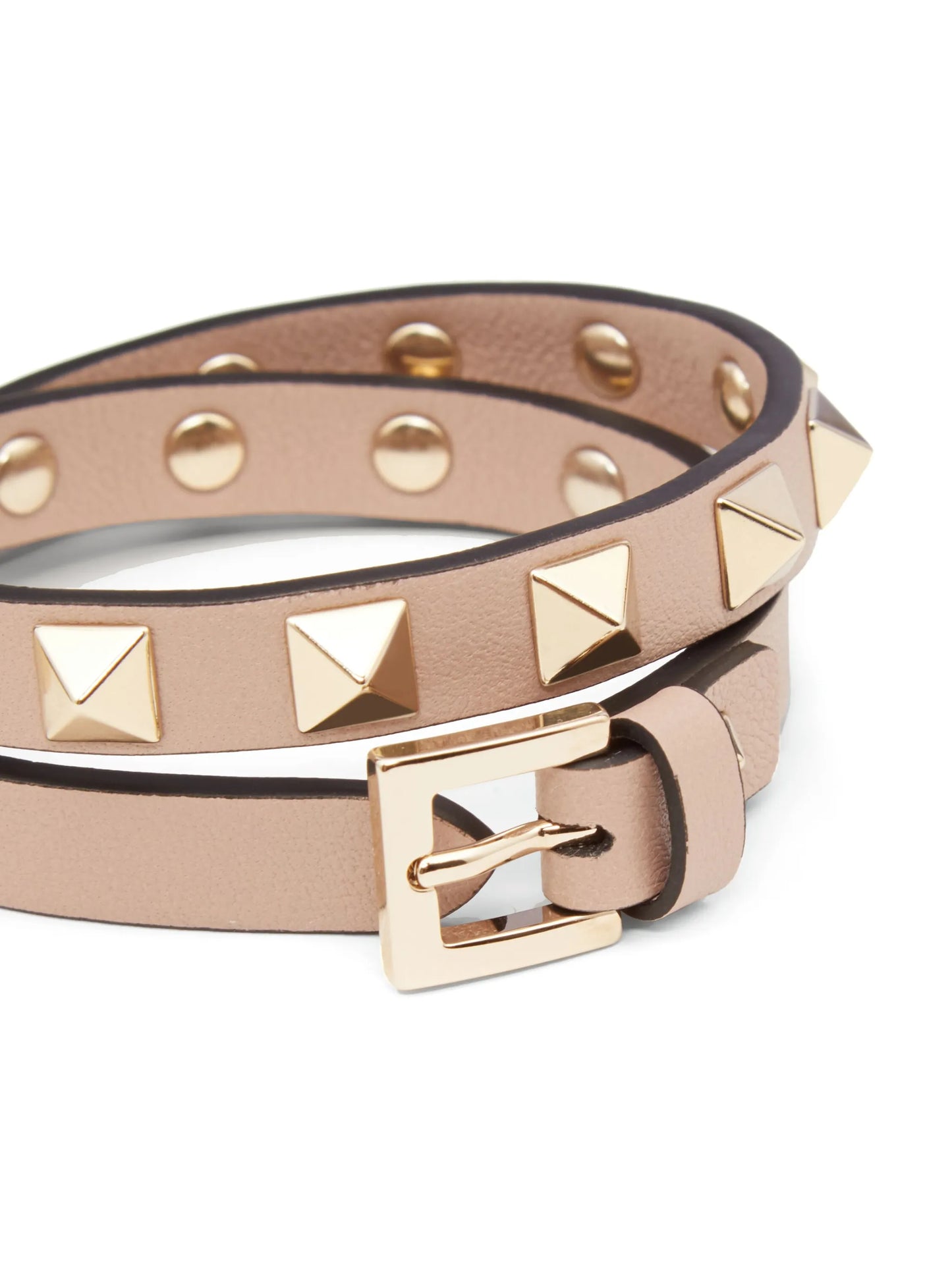 Rockstud double-strap leather bracelet