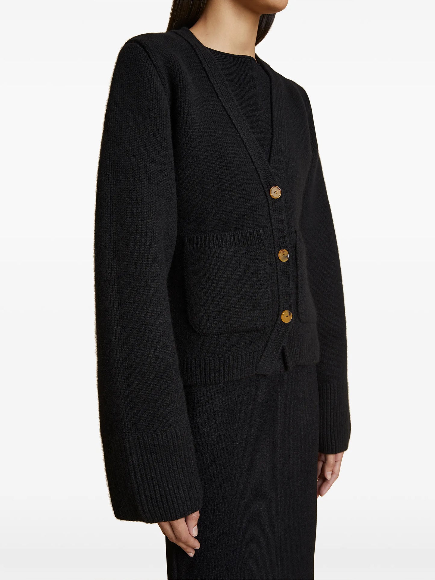 Scarlet flared-sleeve cashmere cardigan