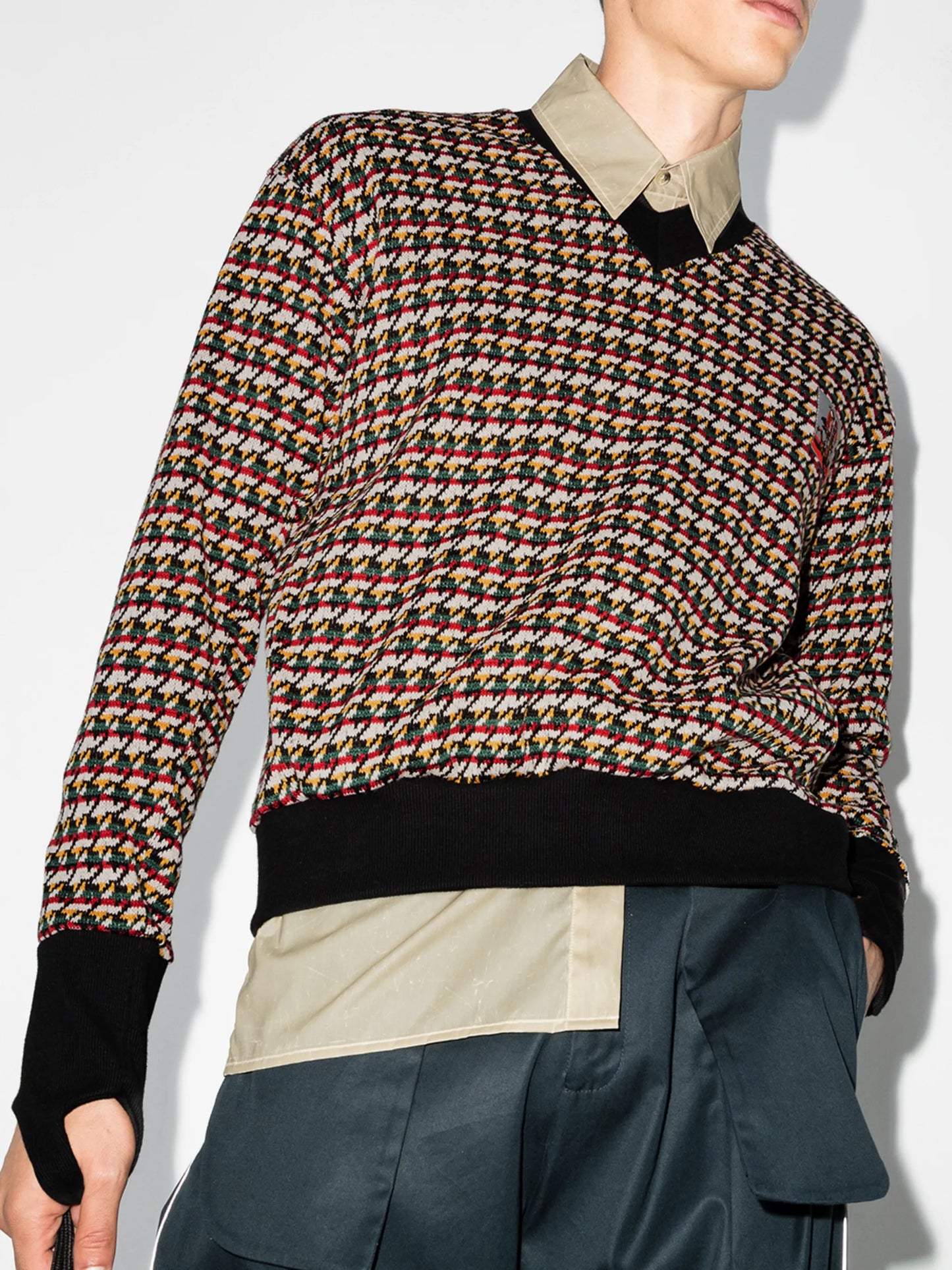 jacquard-geometric knit jumper