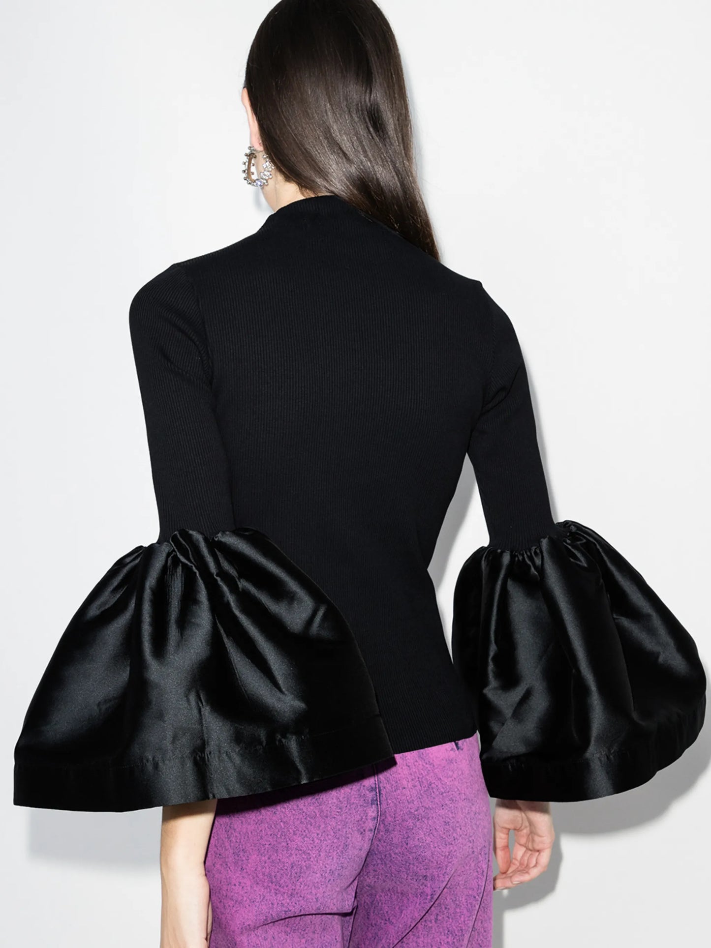 puff-sleeve long-sleeve top