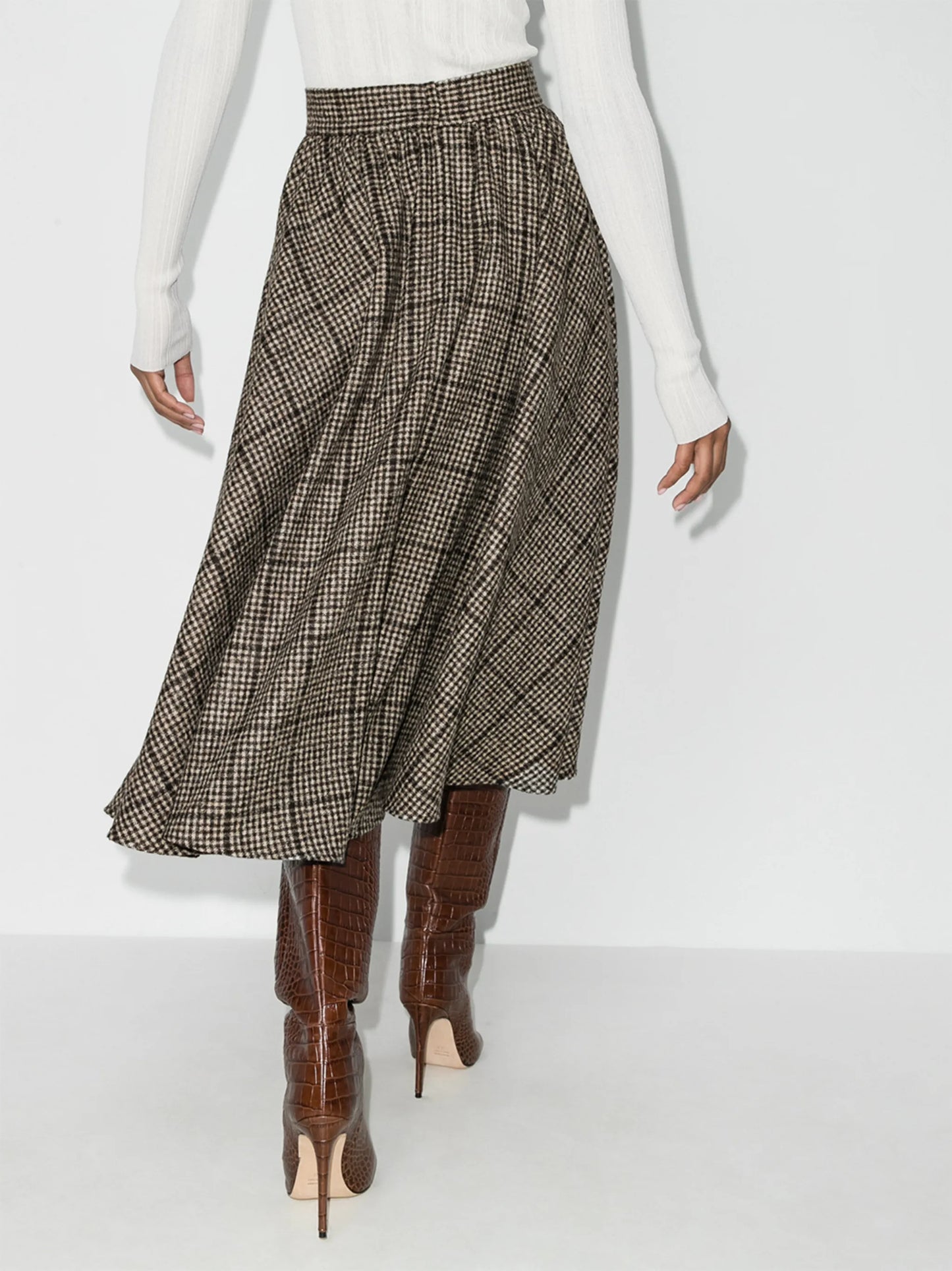 checked wool skirt