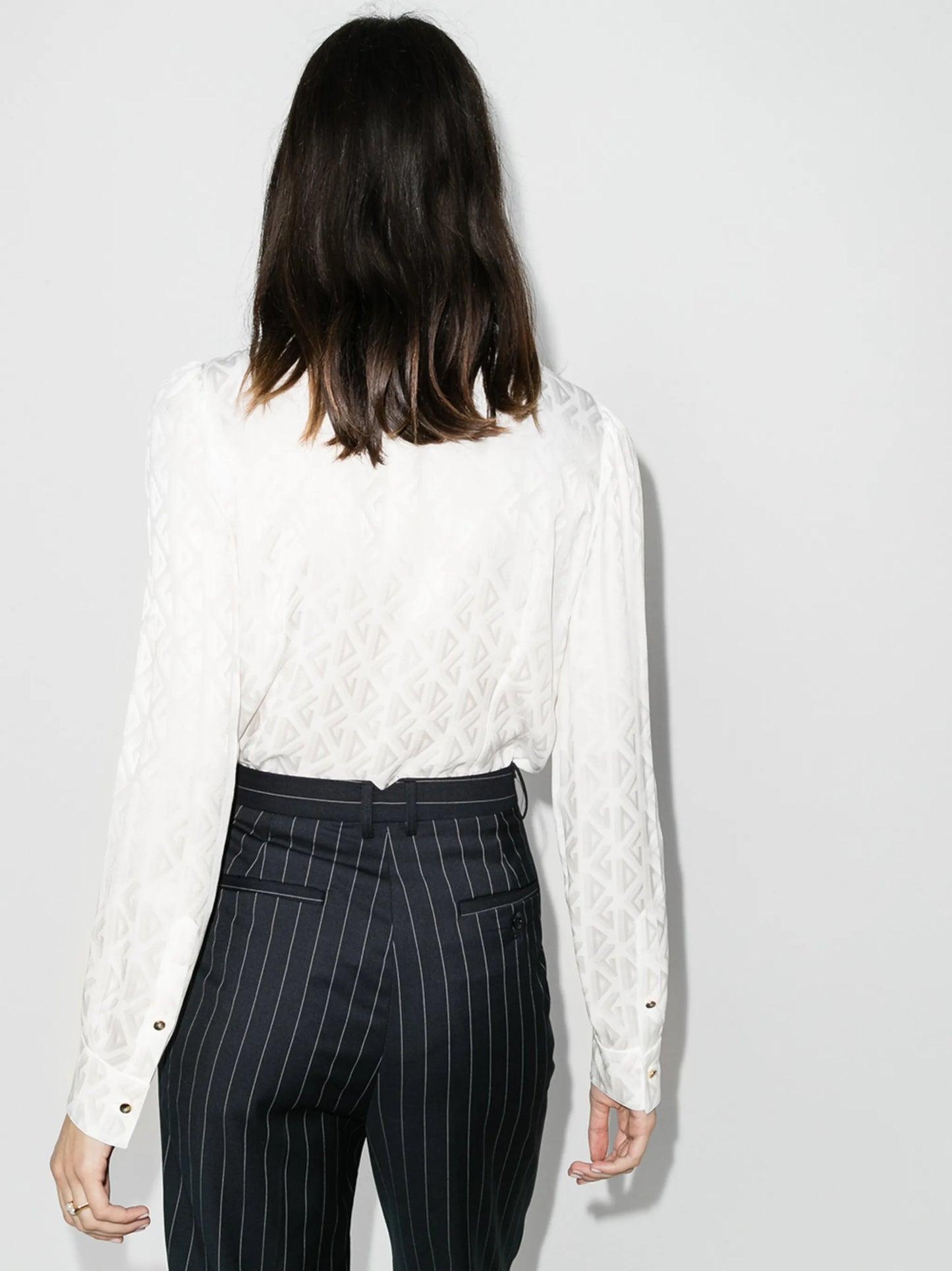 pussy-bow buttoned blouse