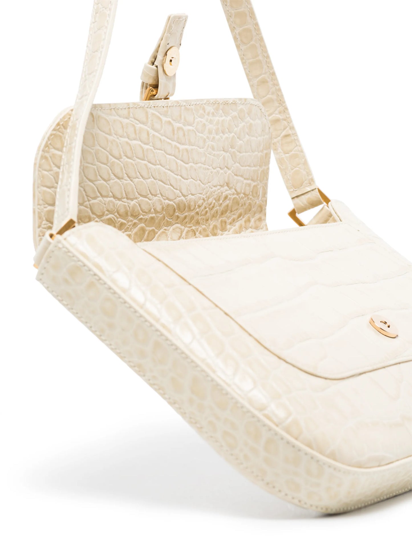 crocodile-effect leather shoulder bag