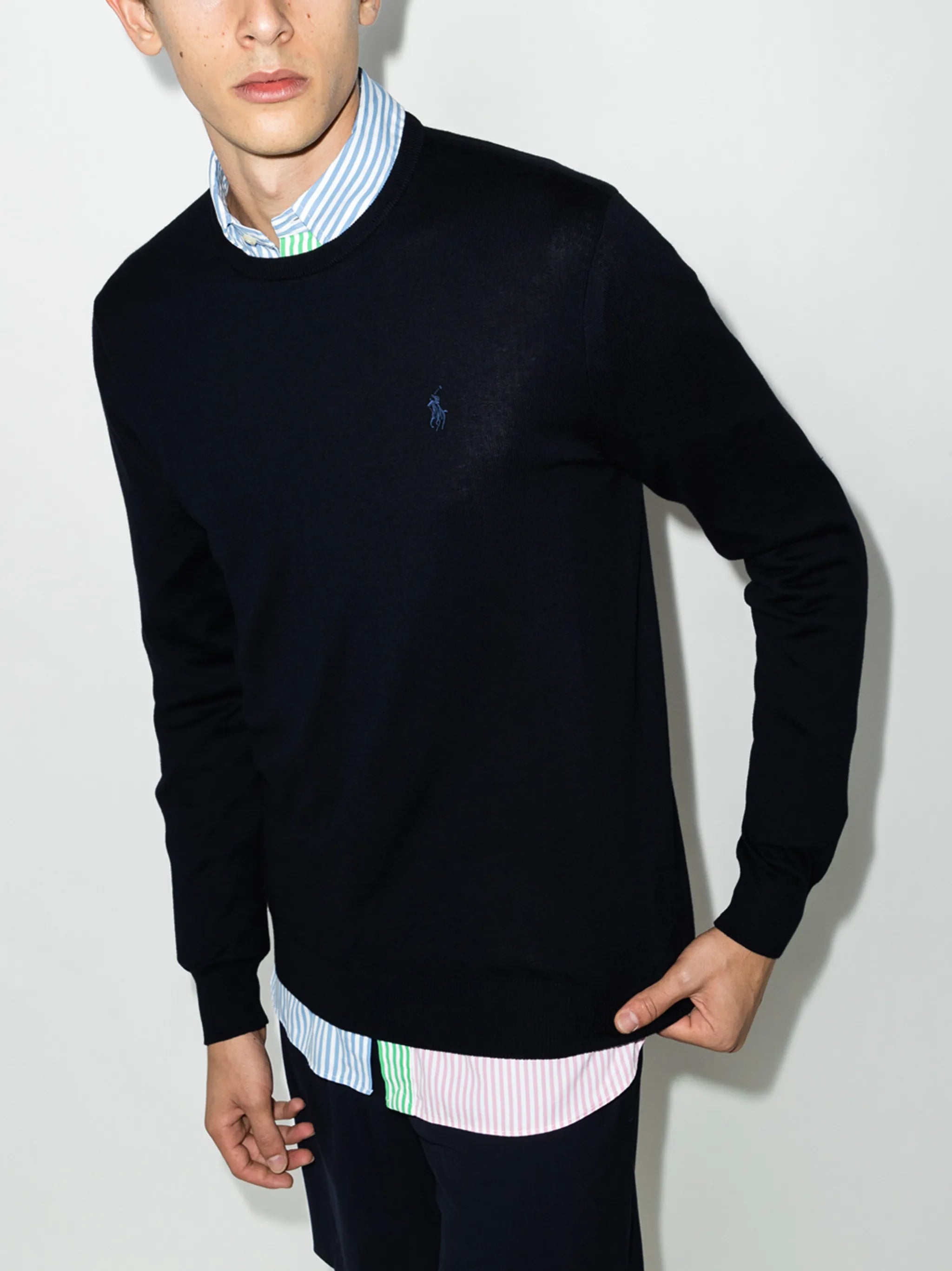 logo-embroidered crewneck jumper
